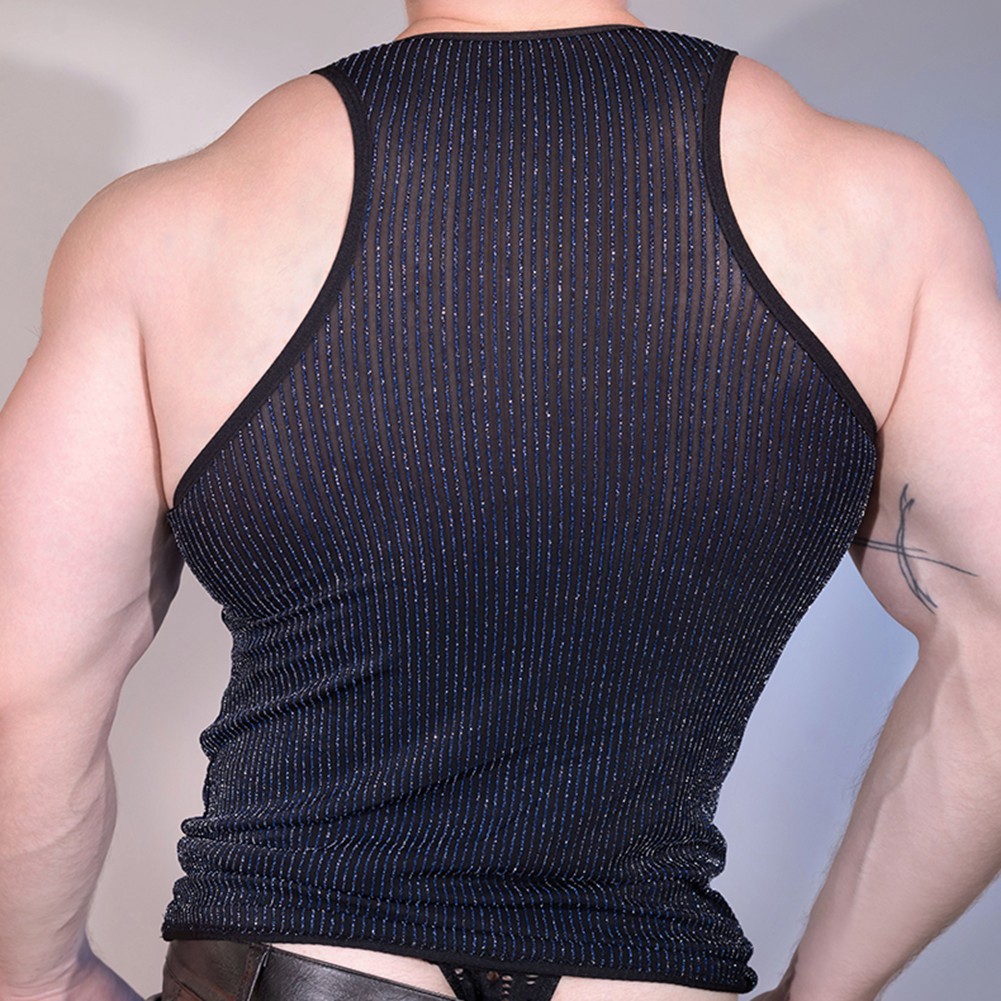 Mesh Tank Top U Neck Shirt Stretchy Fit Machine Washable 80% Nylon 20% Spandex