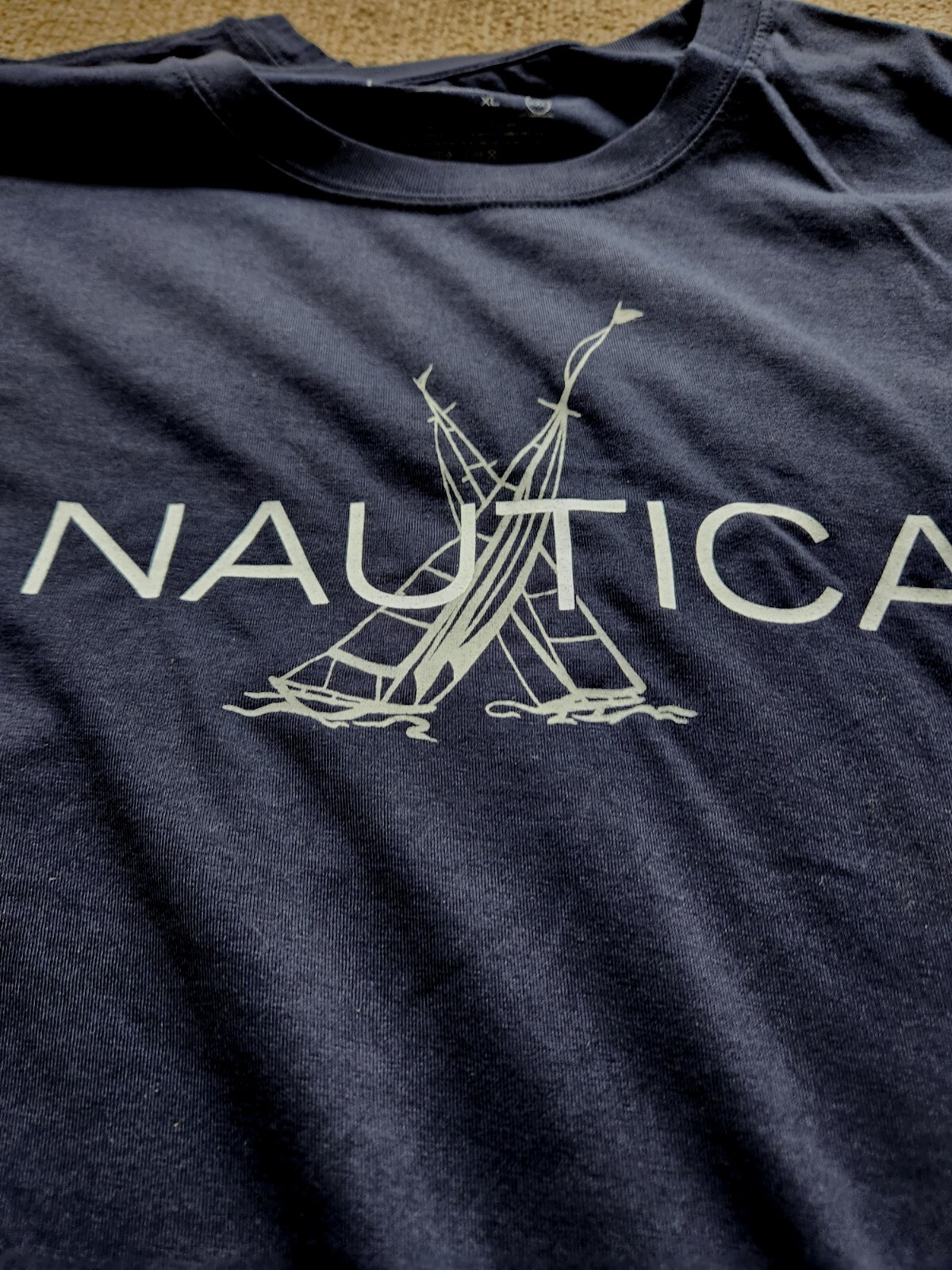 Lot Of 2 Nautica TShirts XXL Made In USA Navy Blue Red Logo Cotton Sport Boating