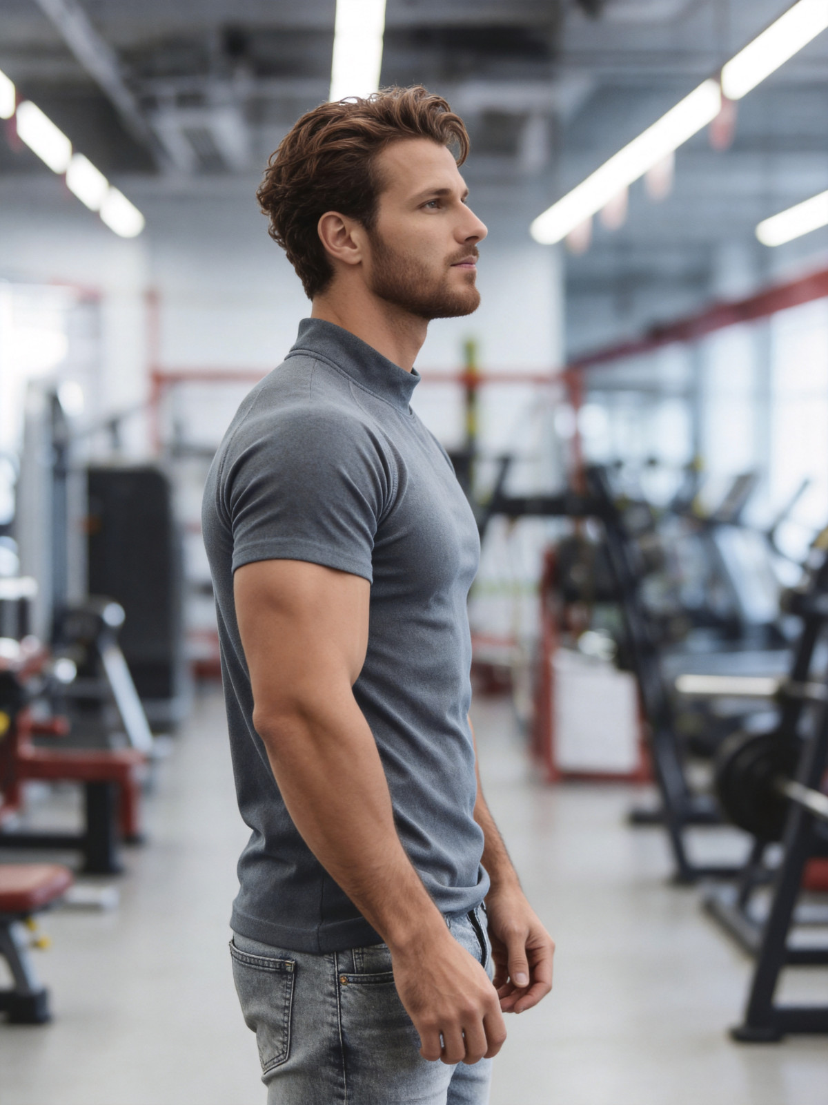 Men’s High-Elasticity Half-High Neck T-Shirt – Elegant Gentleman Style