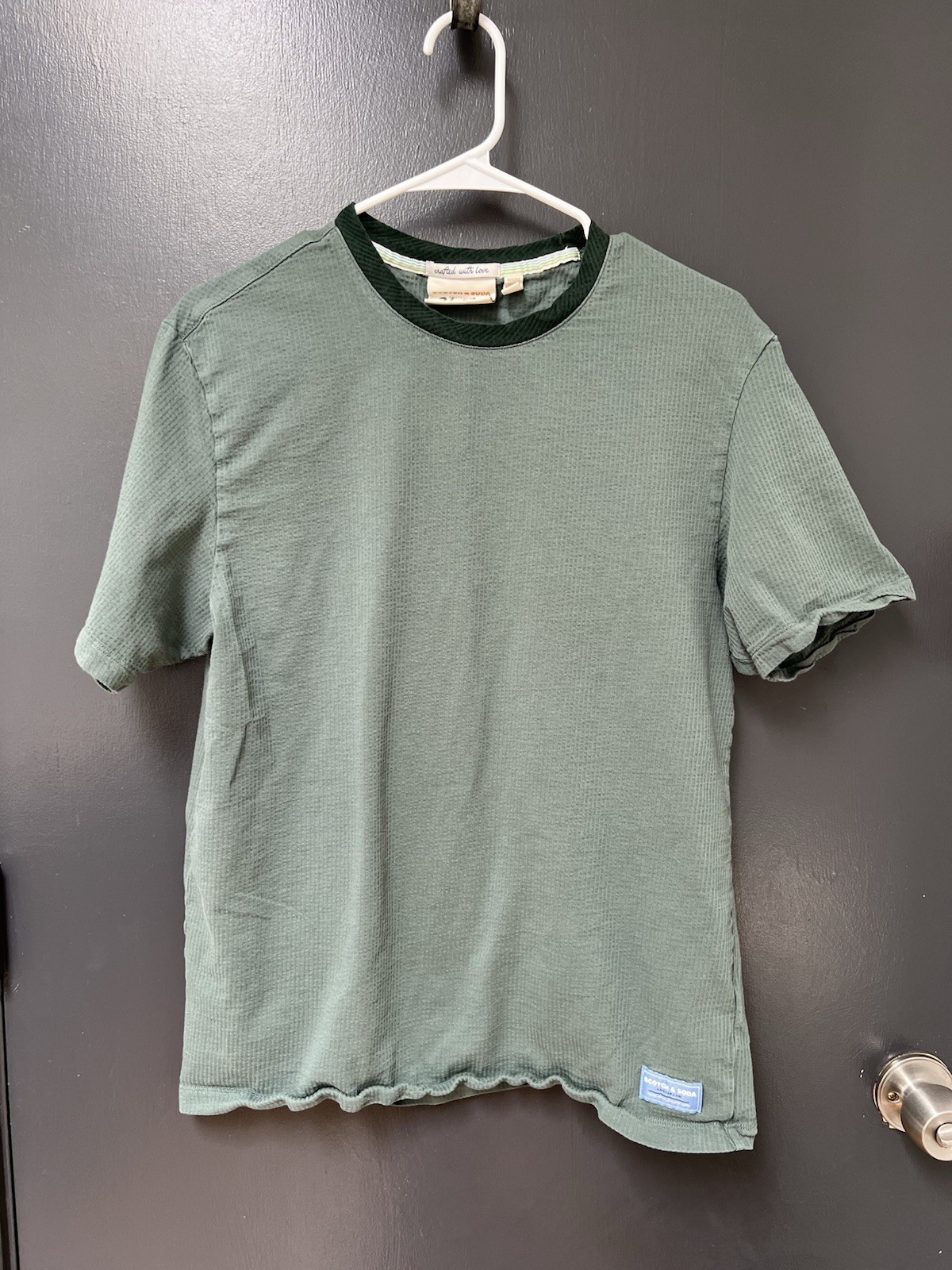 Scotch & Soda Men’s Green Ribbed Short-Sleeve T-Shirt Sz M