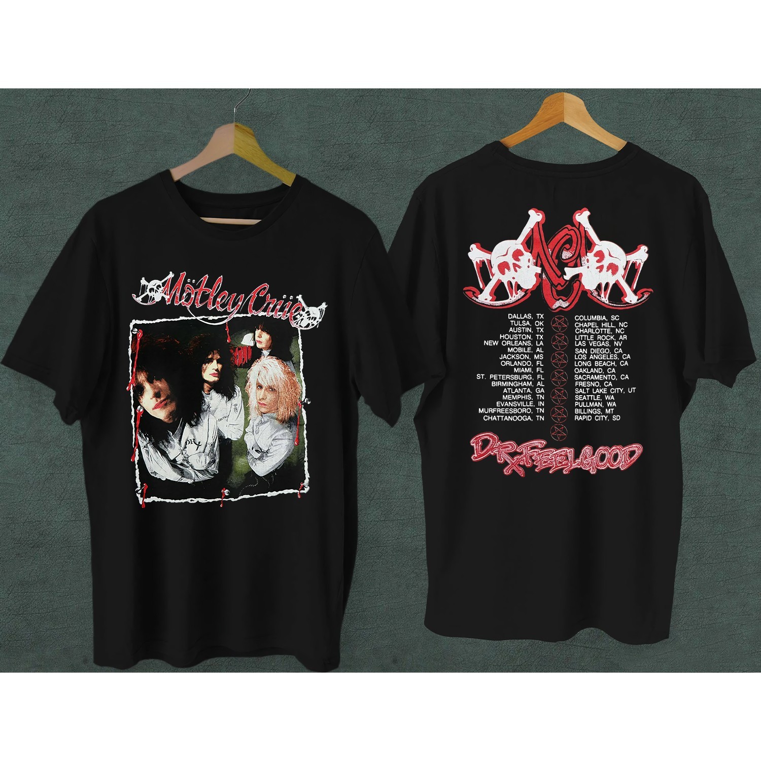 Vintage 1989 Motley Crue Dr Feelgood Tour Concert Rock Band Heavy Metal T-Shirt
