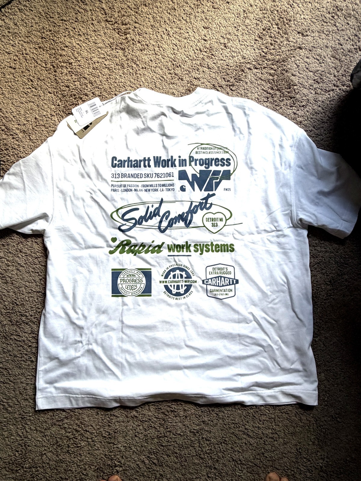 Carhartt WIP Solid Comfort Rapid Work Systems White Tee Men’s XL NEW WITH TAGS F