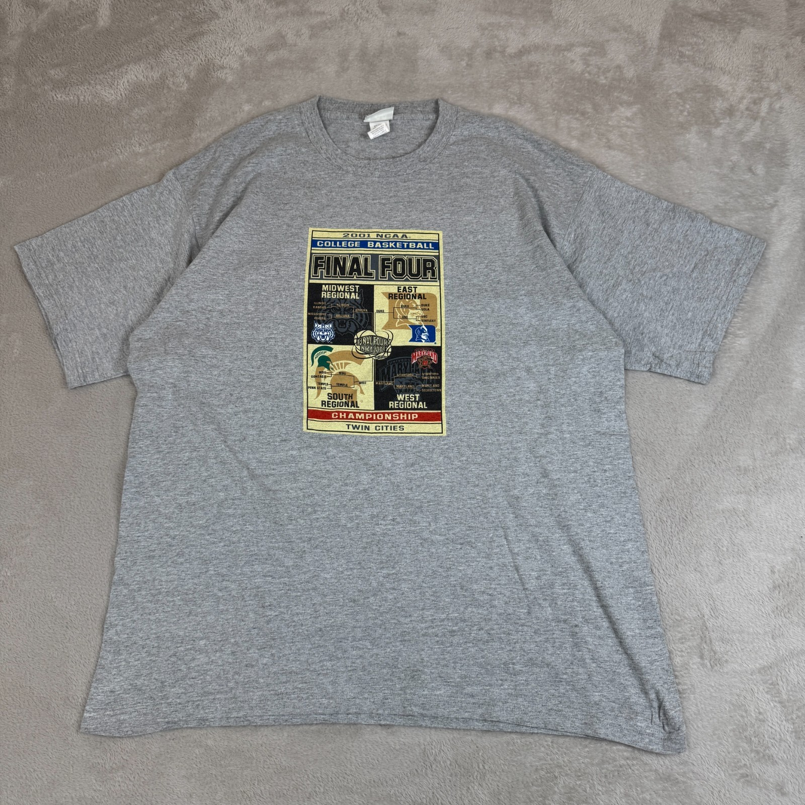 Vintage Lee 2001 NCAA College Basketball Final Four Shirt Mens XL Gray Preowned