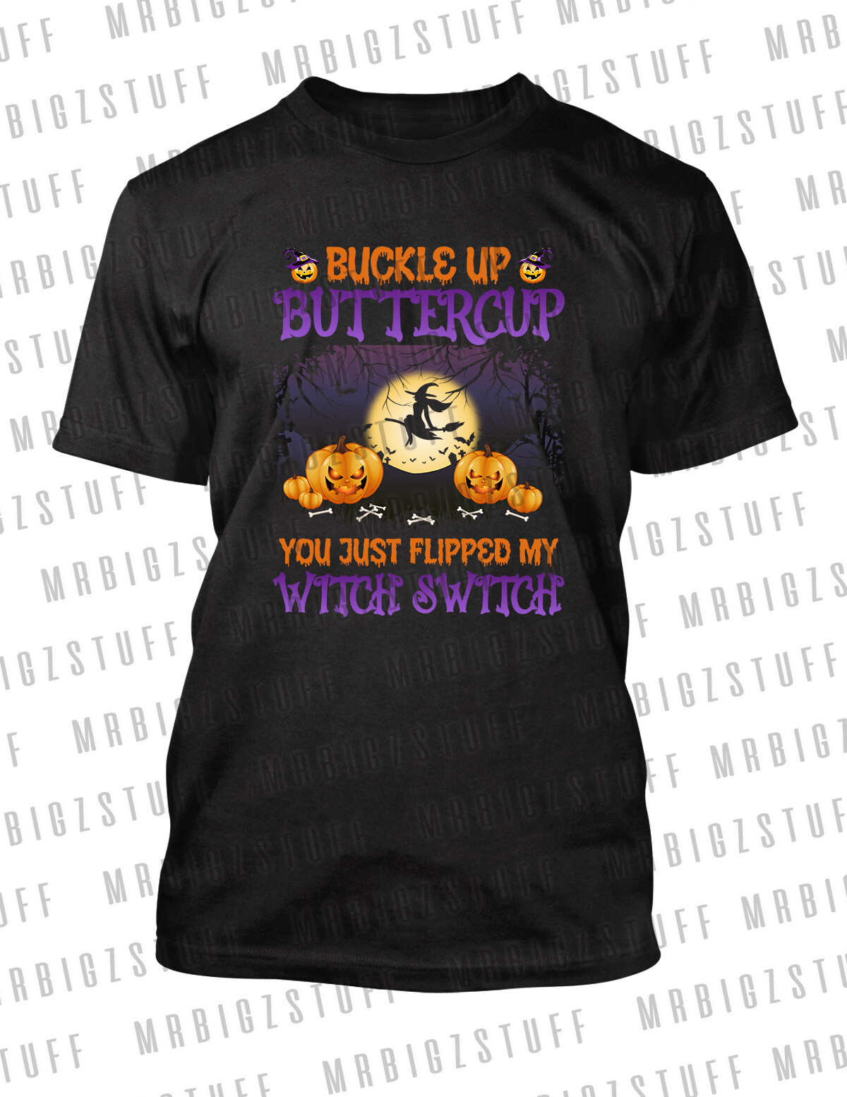 Buckle Up Witch Tee Shirt Halloween Pumpkins Funny T-Shirt Unisex Horror Graphic