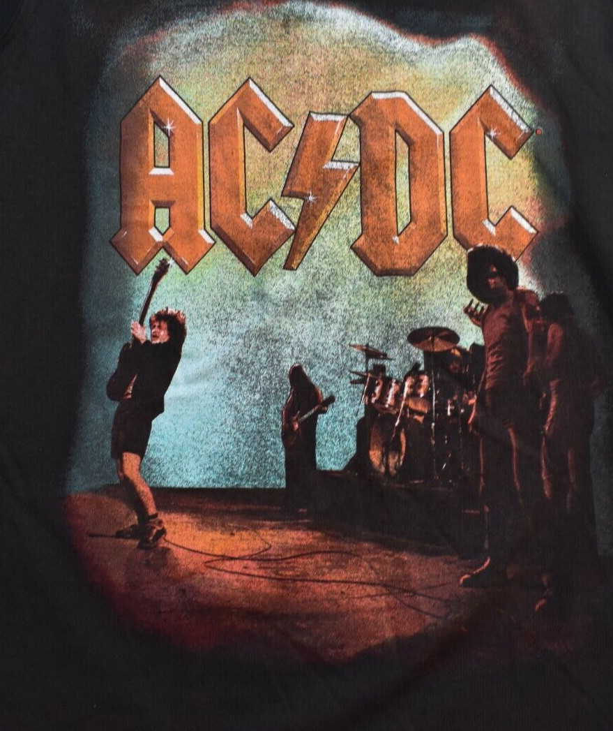 AC DC Mens AC/DC Black Distressed Retro Graphic Tank Top Shirt New S-2XL