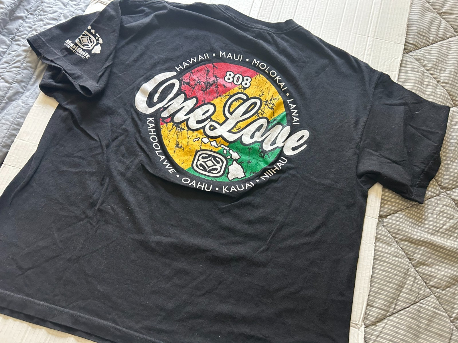 MAUI BUILT 808 ONE LOVE DISTRESSED 2XL BLK SHORT SLEEVE T SHIRT.SEE DESCRIPTION