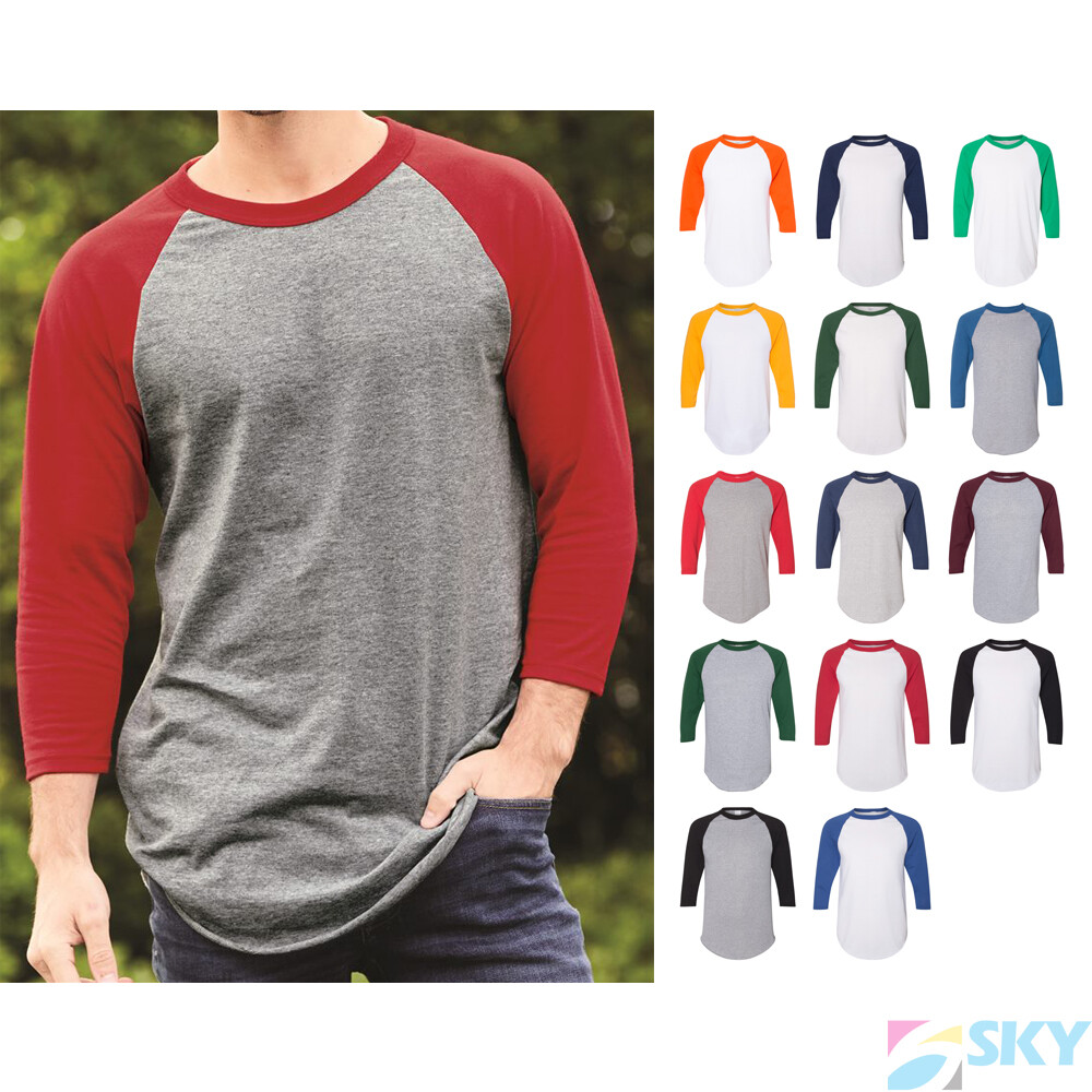 Raglan 3/4 Sleeve Baseball Men’s Plain Tee Jersey Team Sports T-Shirt NEW 4420