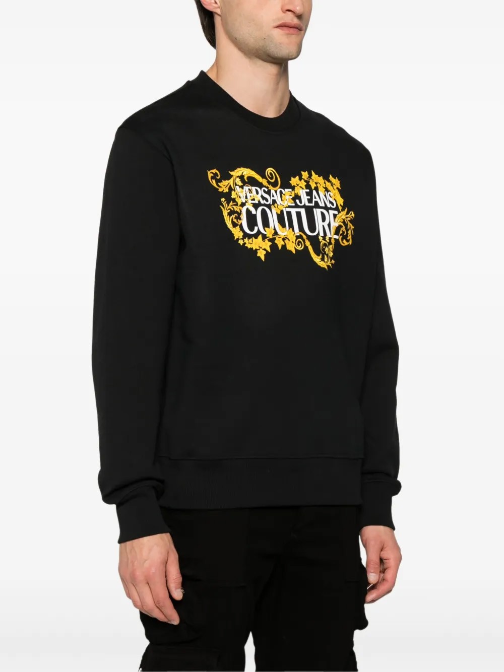 Versace Jeans Couture Black/Gold Cotton Mens Baroque Screen-printed sweatshirt