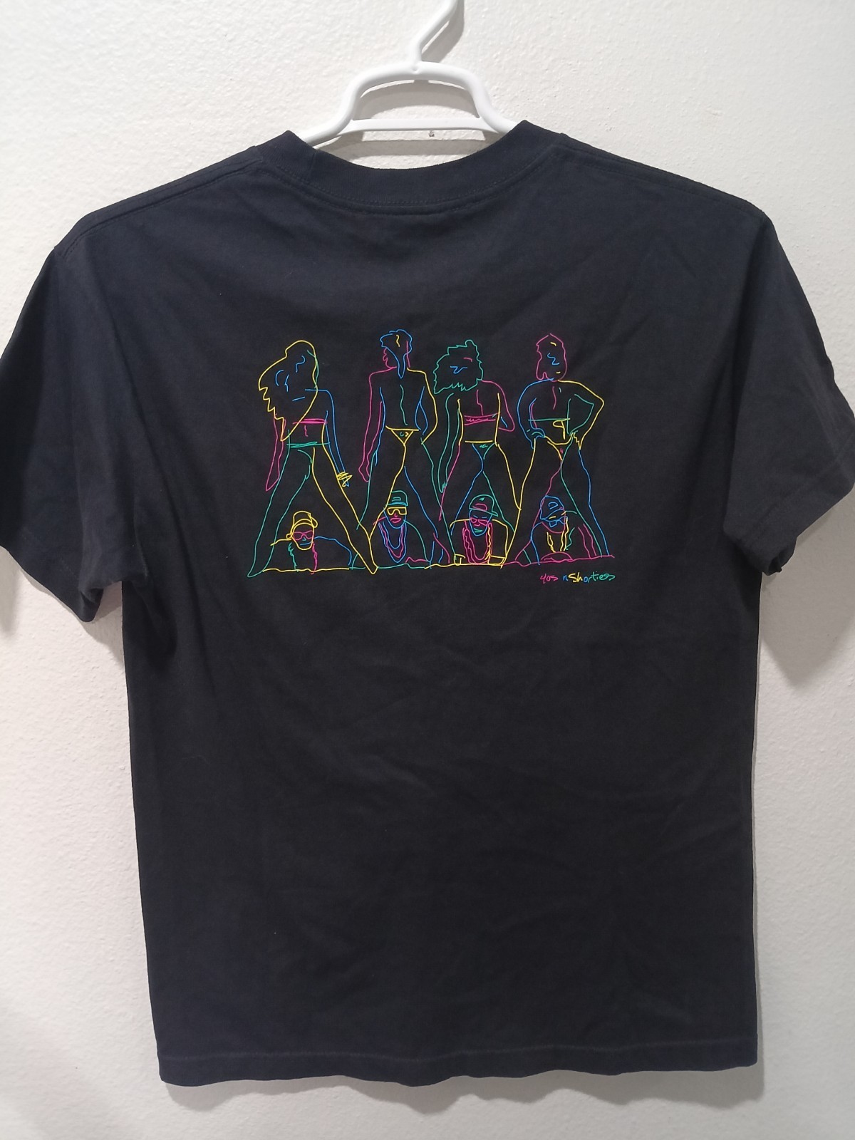 40S & Shorties Black Shirt with Multi Color Outlined Back Club Scene Size M