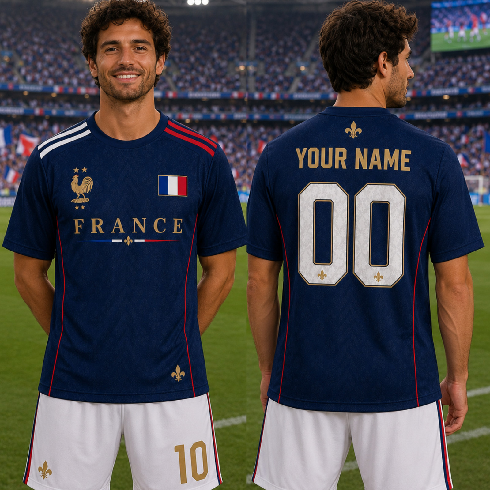 France Soccer Jersey Personalized Name Number Mens French Football Shirt (S-5XL)