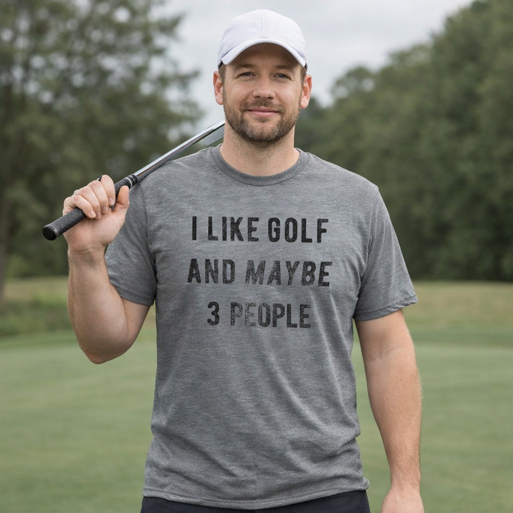 Mens I Like Golf and Maybe 3 People T shirt Funny Gift for Graphic Golfing Tee