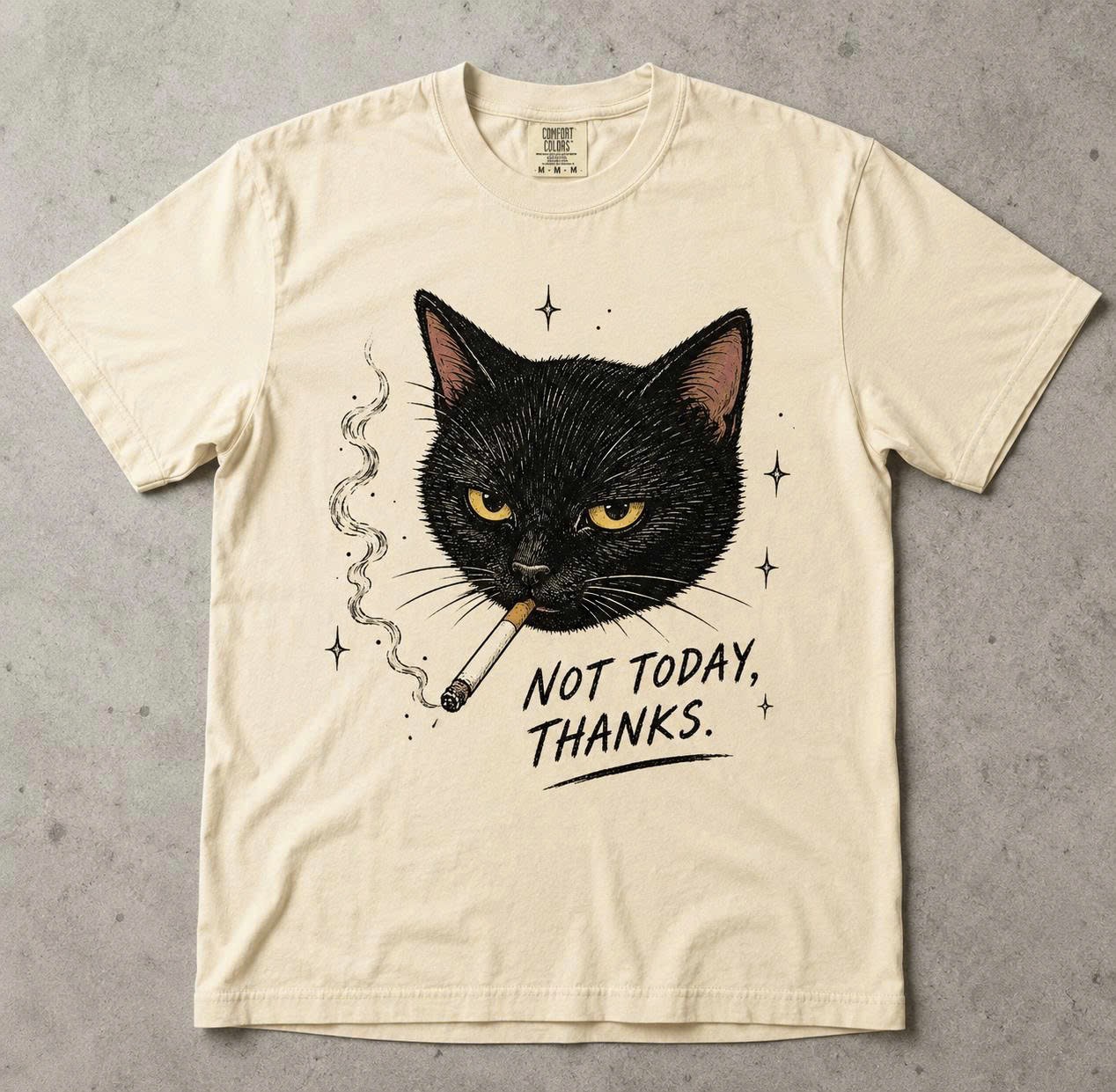 Smoking Black Cat Graphic Shirt Y2K Retro Gothic Cat Unisex Tee Gift