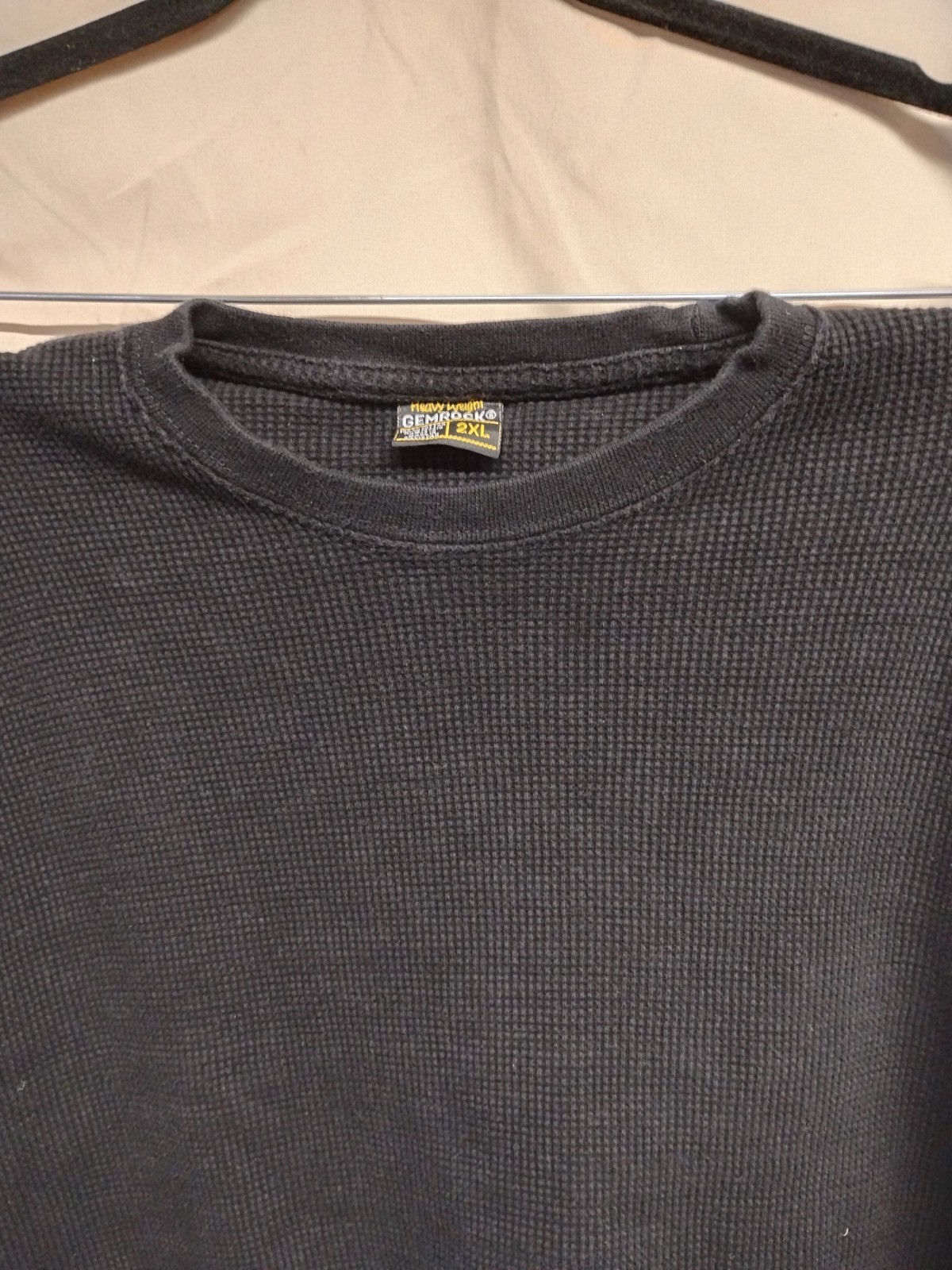 GemRock Heavy Weight Men Size 2XL Black Long Sleeve Waffle Texture Thermal Shirt