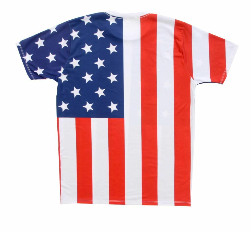 Adult White United States Patriot USA American Flag Sublimation T-Shirt Tee