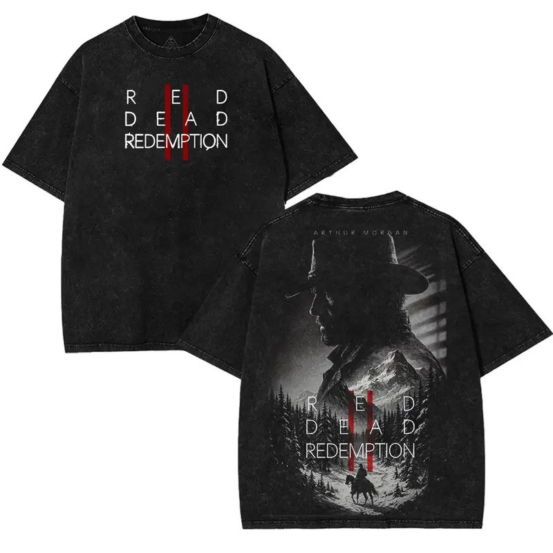 Red Dead redemption 2 V5 Double Printed Graphic Tee Streetwear T-Shirt