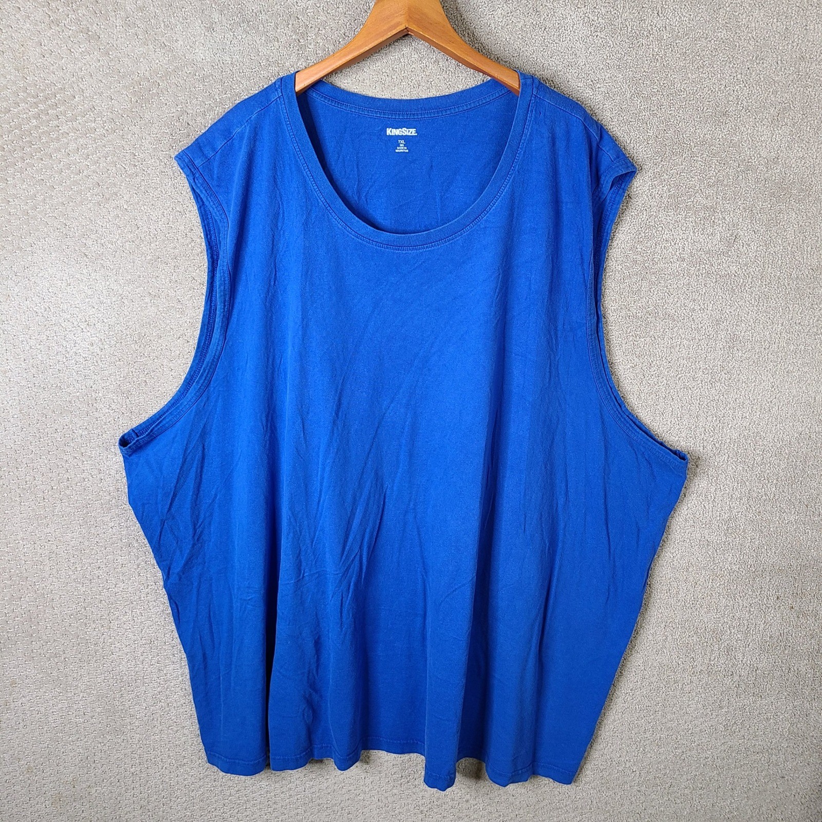 Kingsize Tank Top Mens 7XL Big Blue Solid Sleeveless Muscle Shirt Cotton Casual