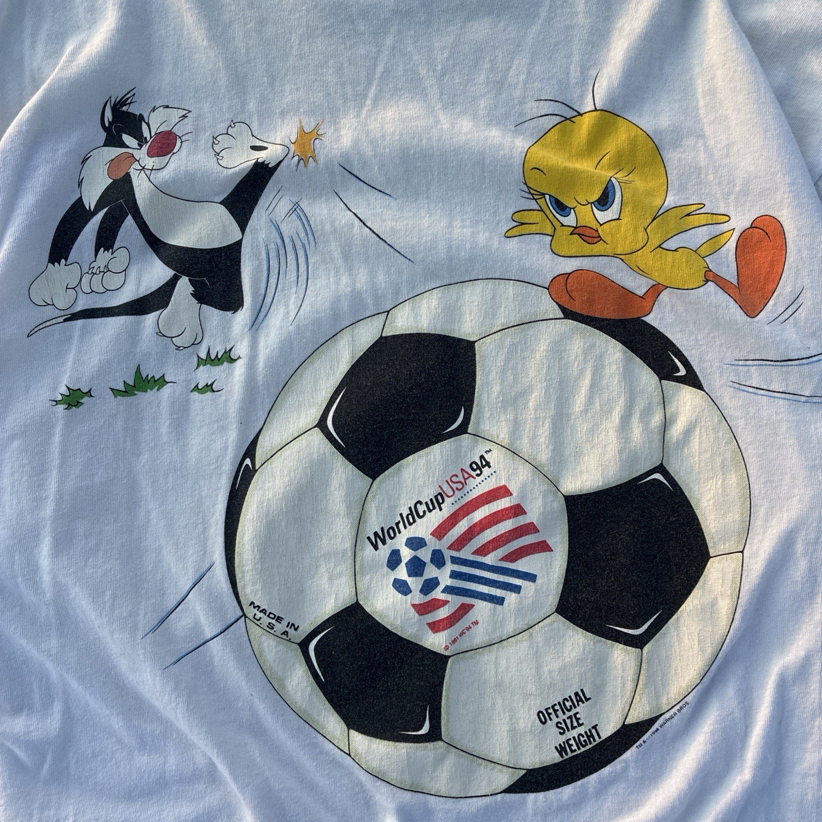 Deadstock Vintage 1994 World Cup USA Football, Looney Tunes Giant T Shirt