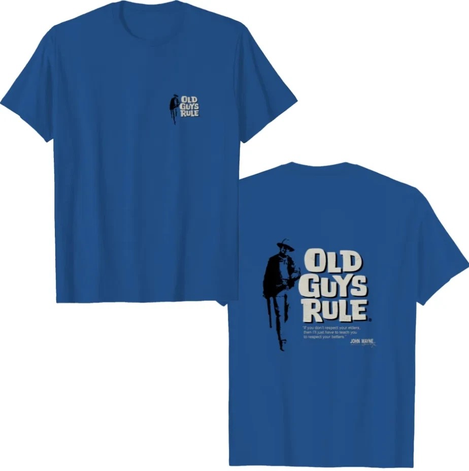 Vintage 2000s OLD GUY RULE x John Wayne Royal Blue T-shirt