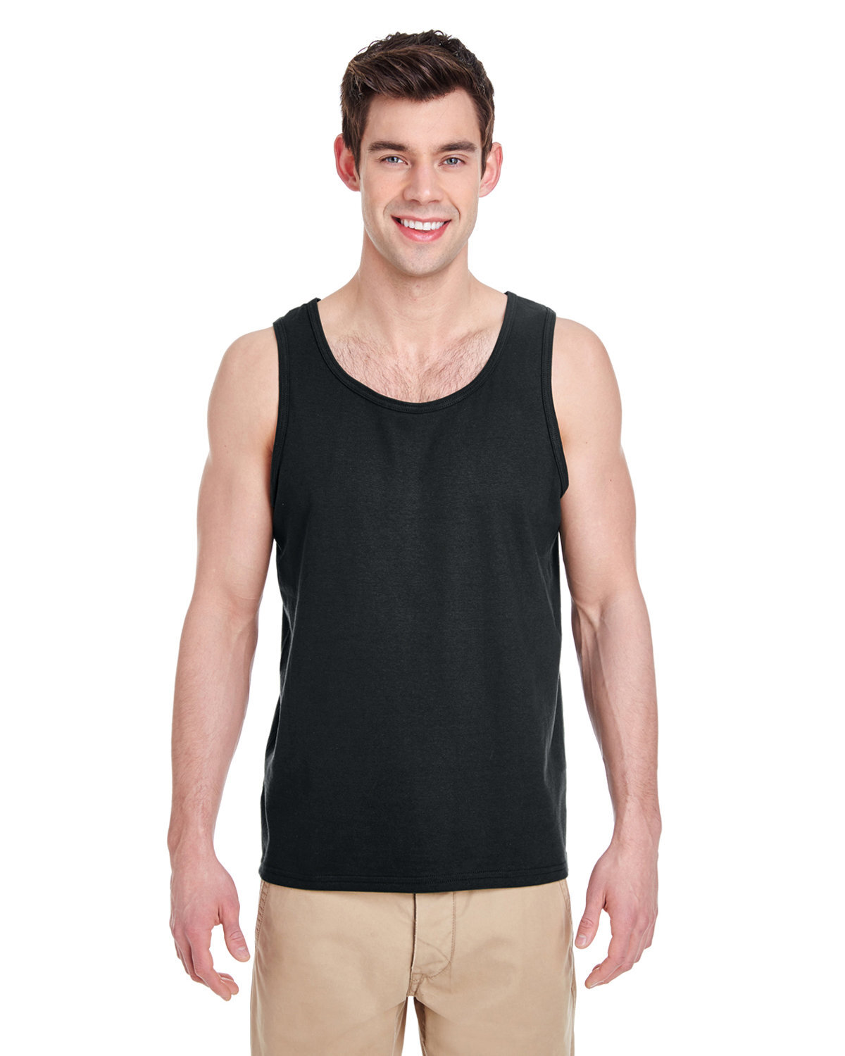 5 Pack Of Gildan G520 Adult USA Heavy Cotton Banded Neck And Armholes Tank Top