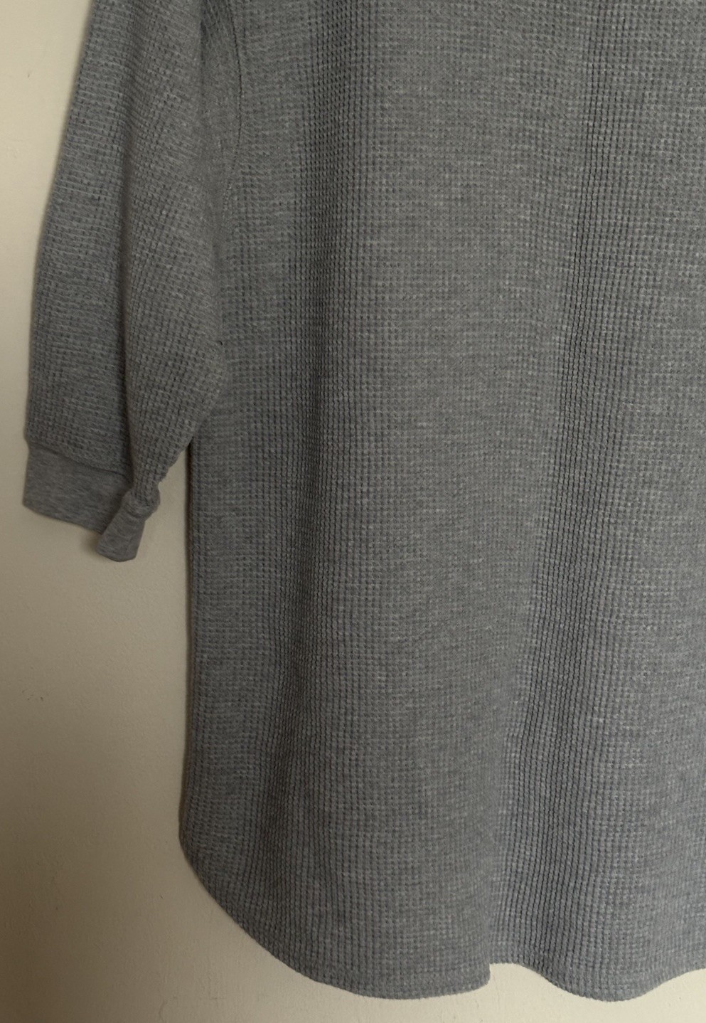 UNIQLO Mens Medium Waffle Knit Thermal Top Grey 3/4 Length Short Sleeves