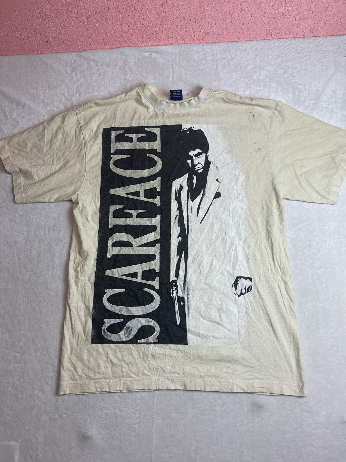 Scarface Al Pacino Tony Montana Men’s White T-Shirt Size 2XL Movie Graphic Y2K