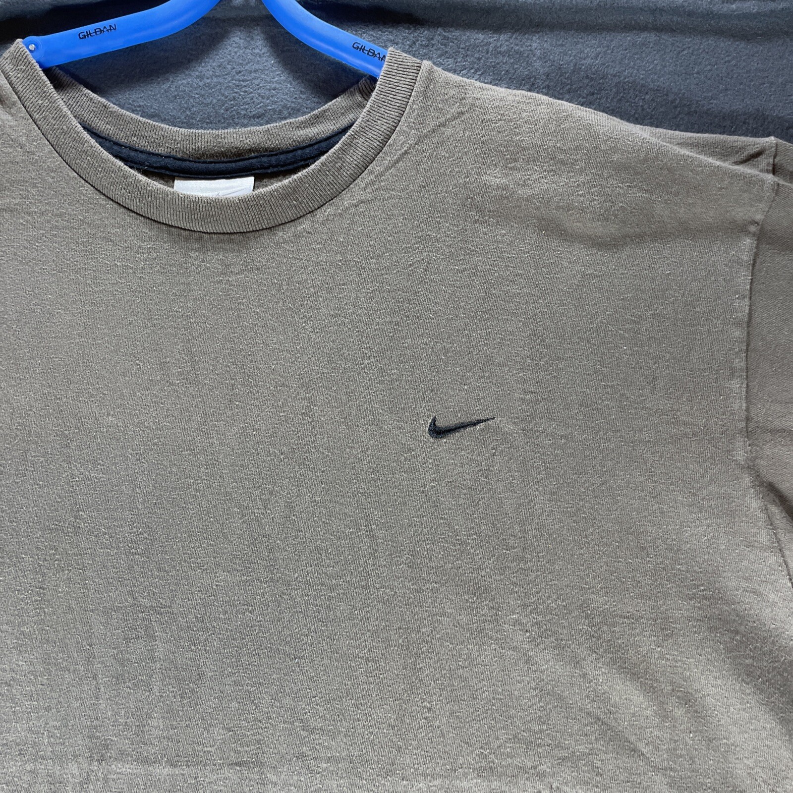 Vintage Nike T Shirt Short Sleeve Green Cotton White Embroidered Swoosh Mens XL