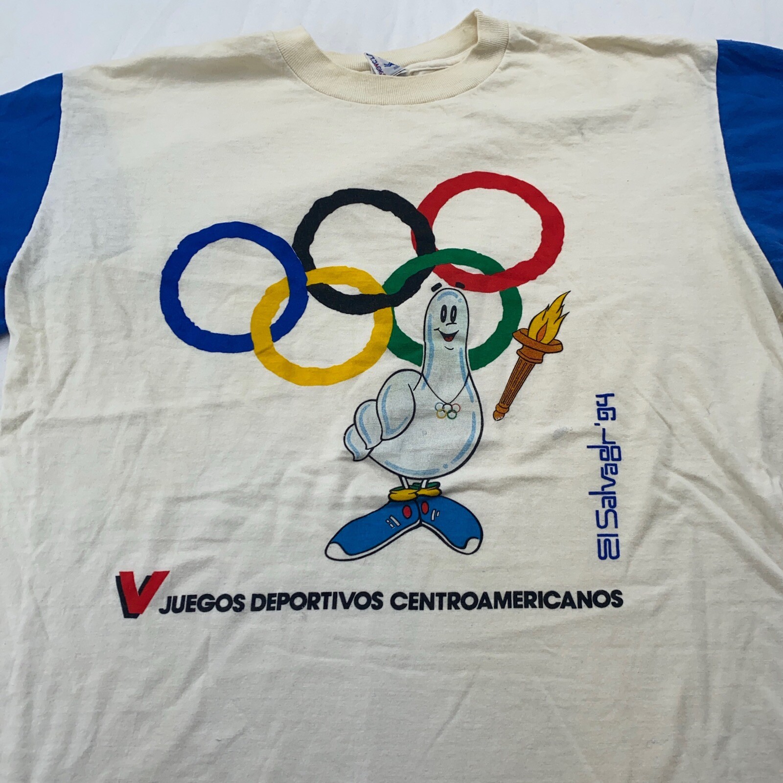 vintage 1994 EL SALVADOR CENTRAL AMERICAN GAMES 2 TONE JERSEY T-Shirt M olympics