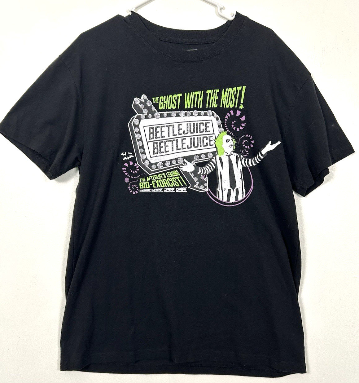 Beetlejuice Officially Licensed Movie Graphic Tee Black Large Bio Exorcist
