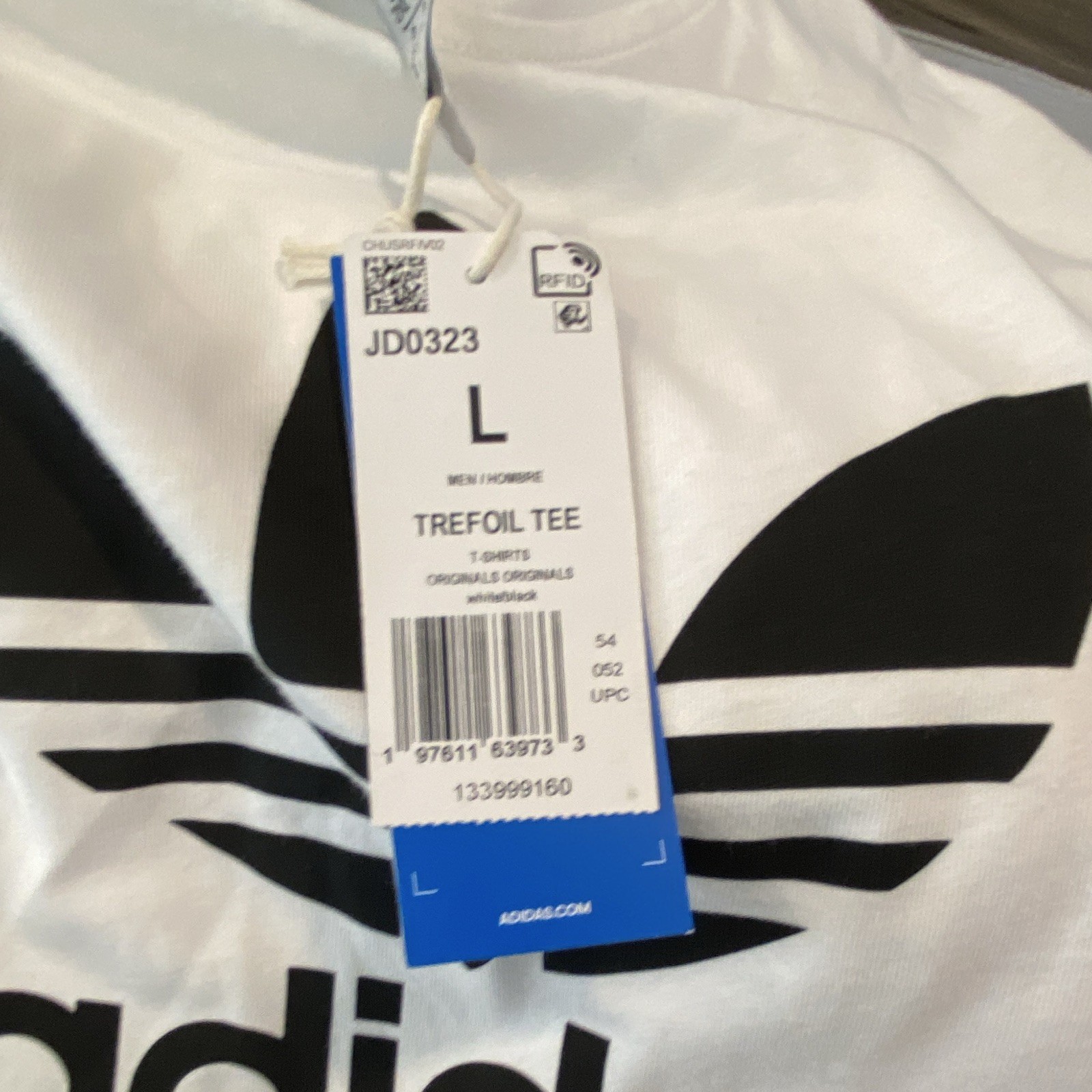 adidas Originals Trefoil Tee White/Black Logo Crew Neck T-Shirt Men’s L JD0323