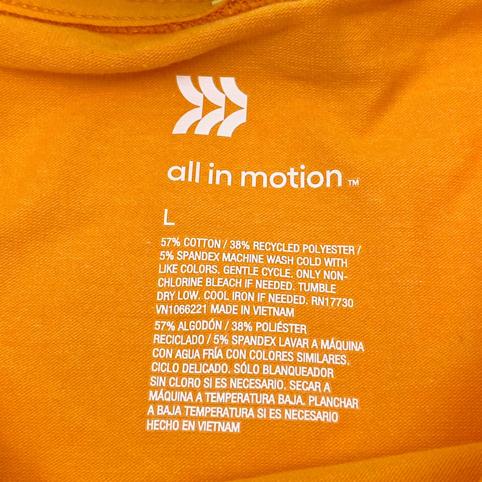 All in Motion Mens Size L Crew Neck Short Sleeve Performance T-Shirt Orange