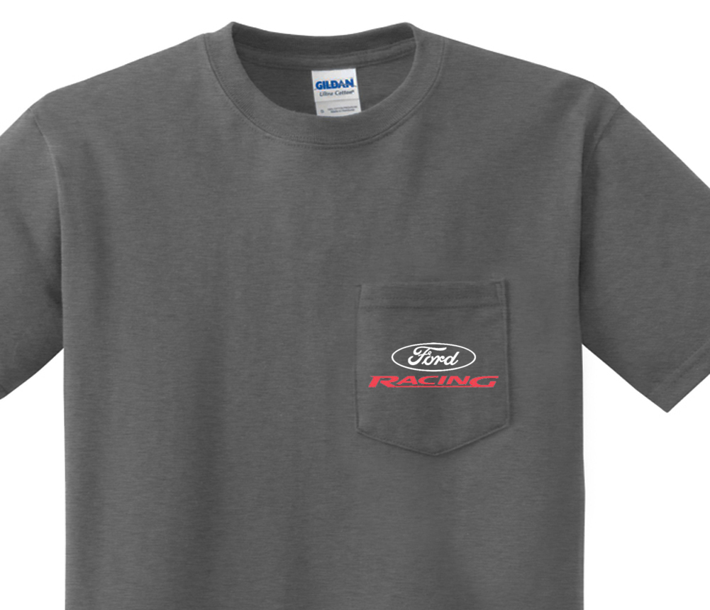 Pocket t-shirt men’s Ford Racing pocket tee for men dark gray shirt