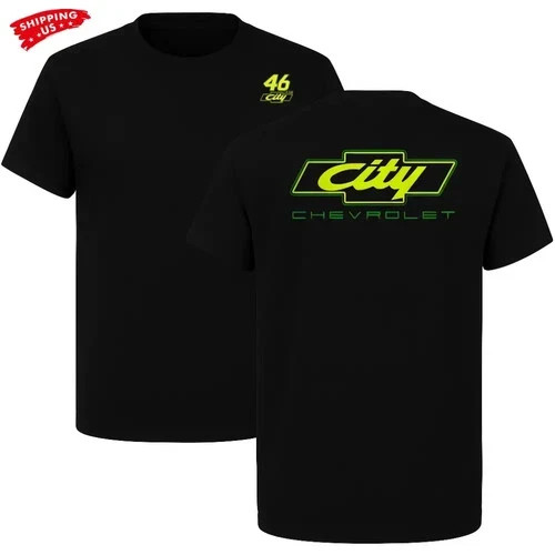 City Chevrolet T-Shirt, Neon Green Racing Logo Graphic Tee