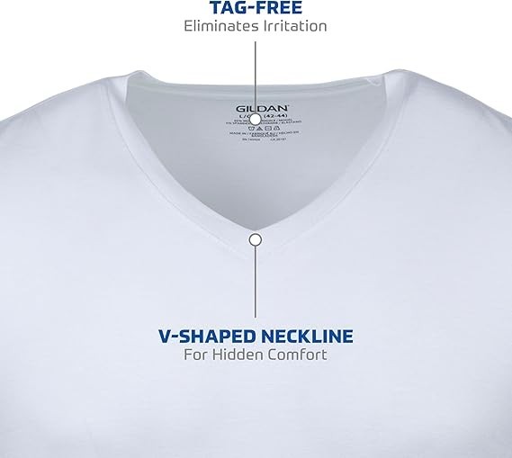 6 Pack Gildan Men’s Crew T-shirts, Multipack, Style G1100, White