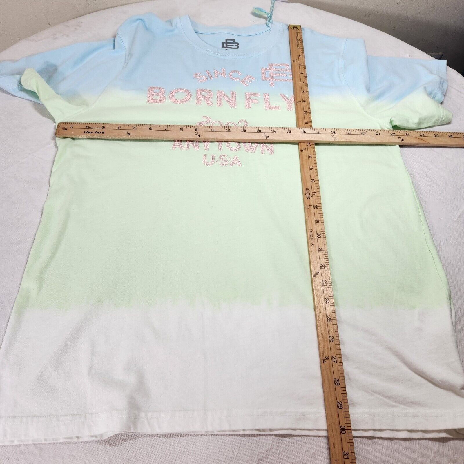 Born Fly Men’s Size XL Embroidery T-Shirt NWT Blue Green Mint Pink (62)