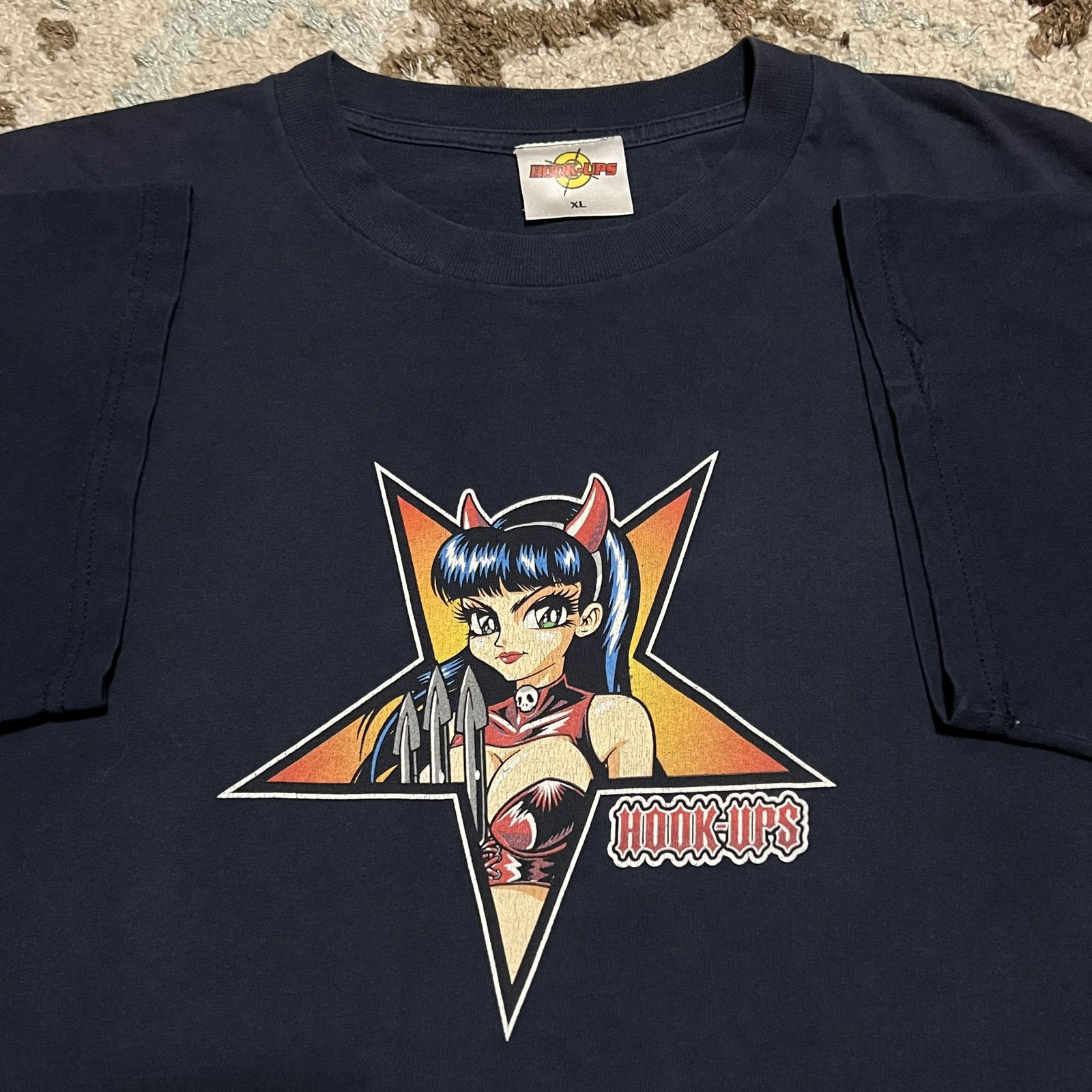 Remake Hook-Ups Skateboards Devil Girl T Shirt Heavy Cotton tee NH27384
