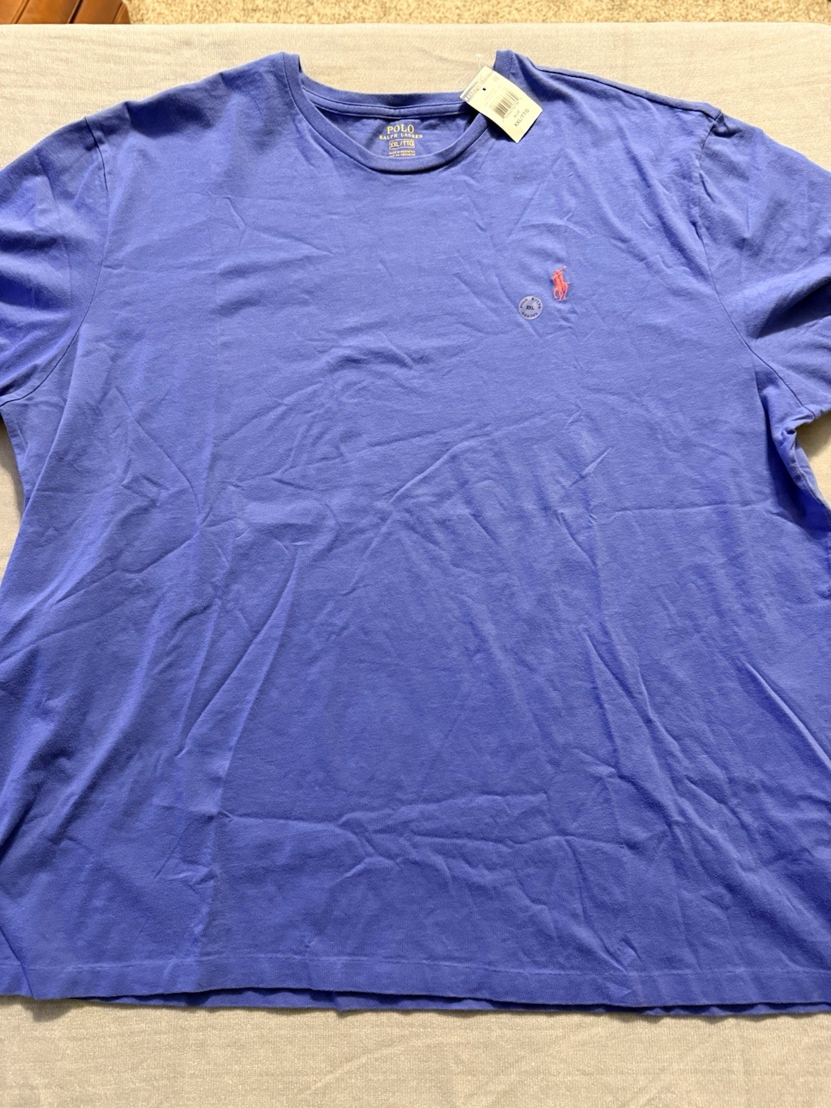 Polo Ralph Lauren Men Classic Fit Blue Crewneck T-Shirt Fit Tee Pull-On Size 2XL