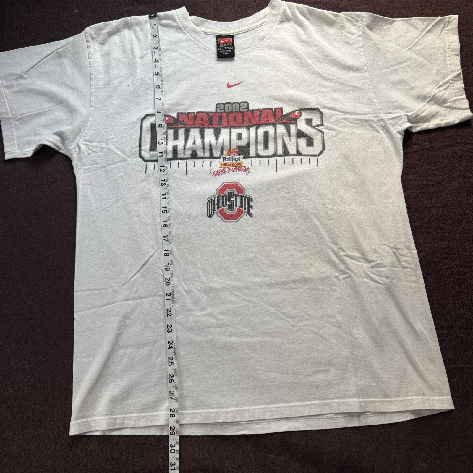 Nike Team Ohio State Buckeyes 2002 National Champions Men’s L White Tee