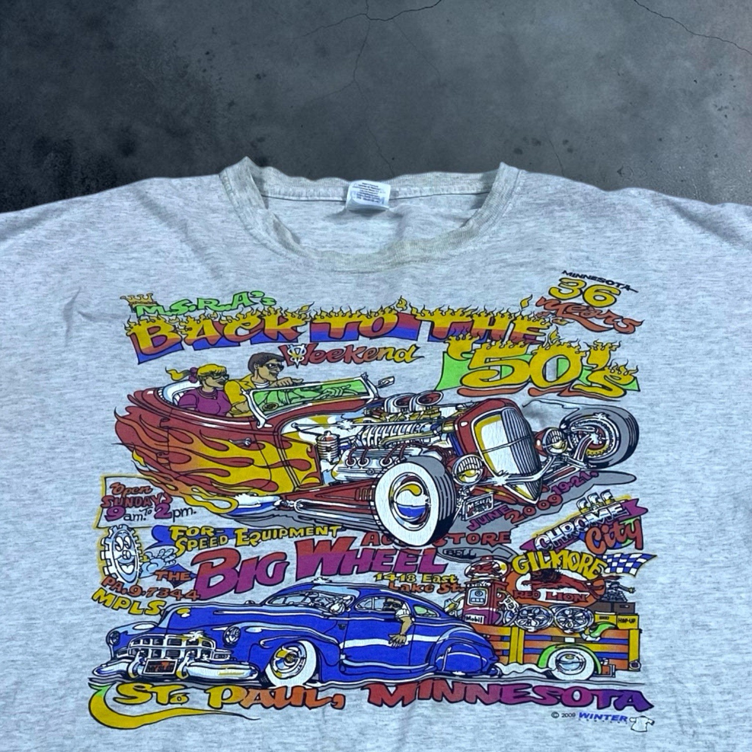 VTG Back To The 50s T Shirt Mens 2XL 2009 Car Show Hot Rod Graphic Y2K Minnesota