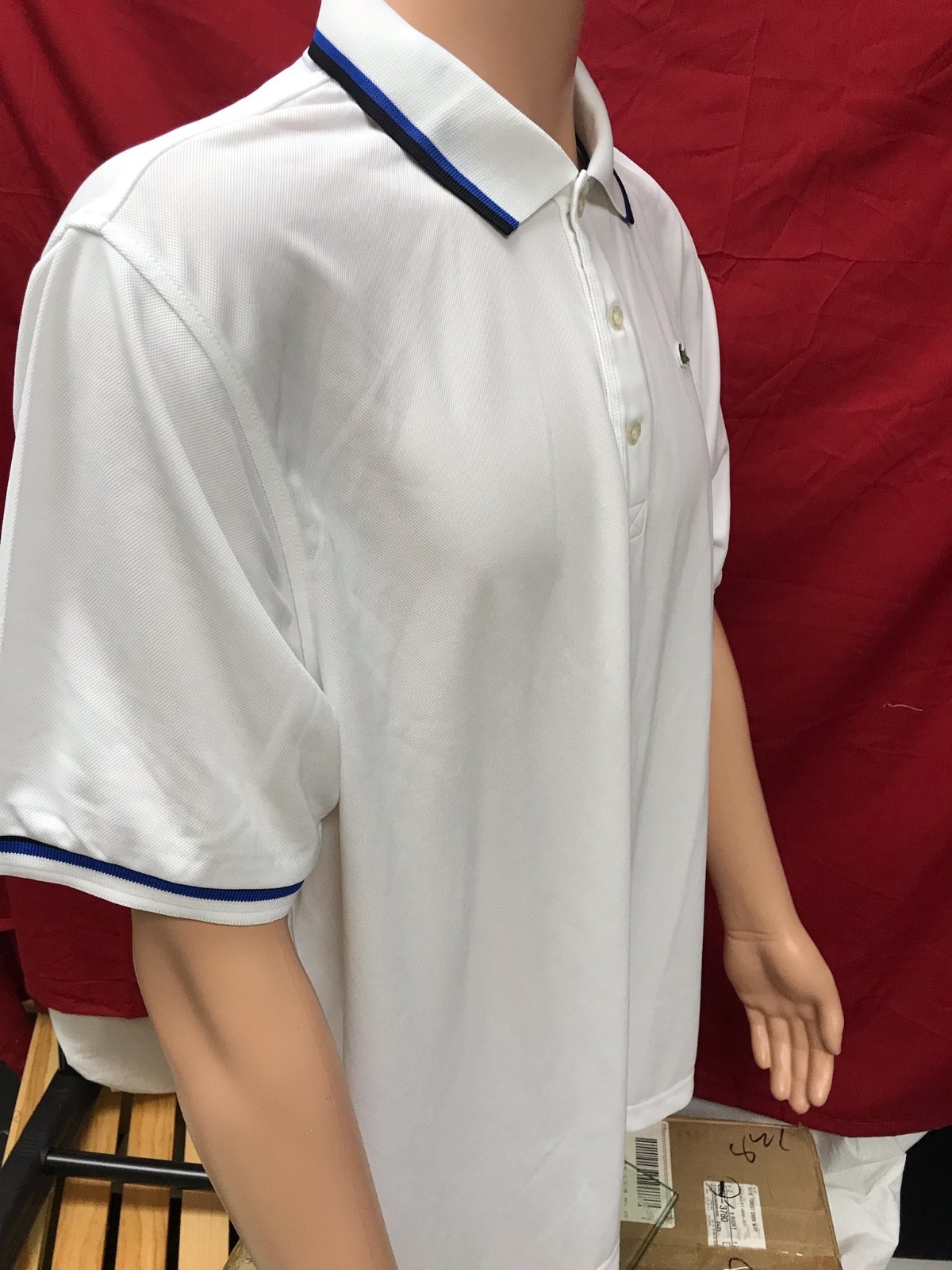 New Lacoste Sport Men’s Ultra Dry Tennis polyester collared T-Shirt, white,7/2XL
