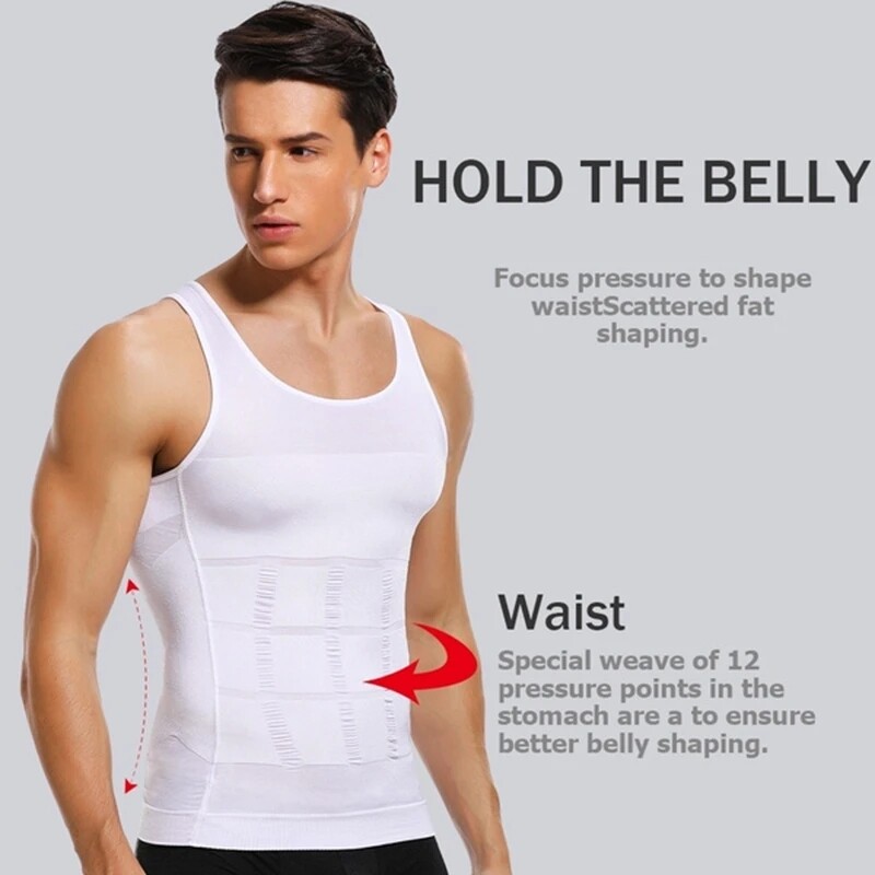 Men Slimming Body Shaper Vest Gynecomastia Compression Shirts Tummy Control Tops