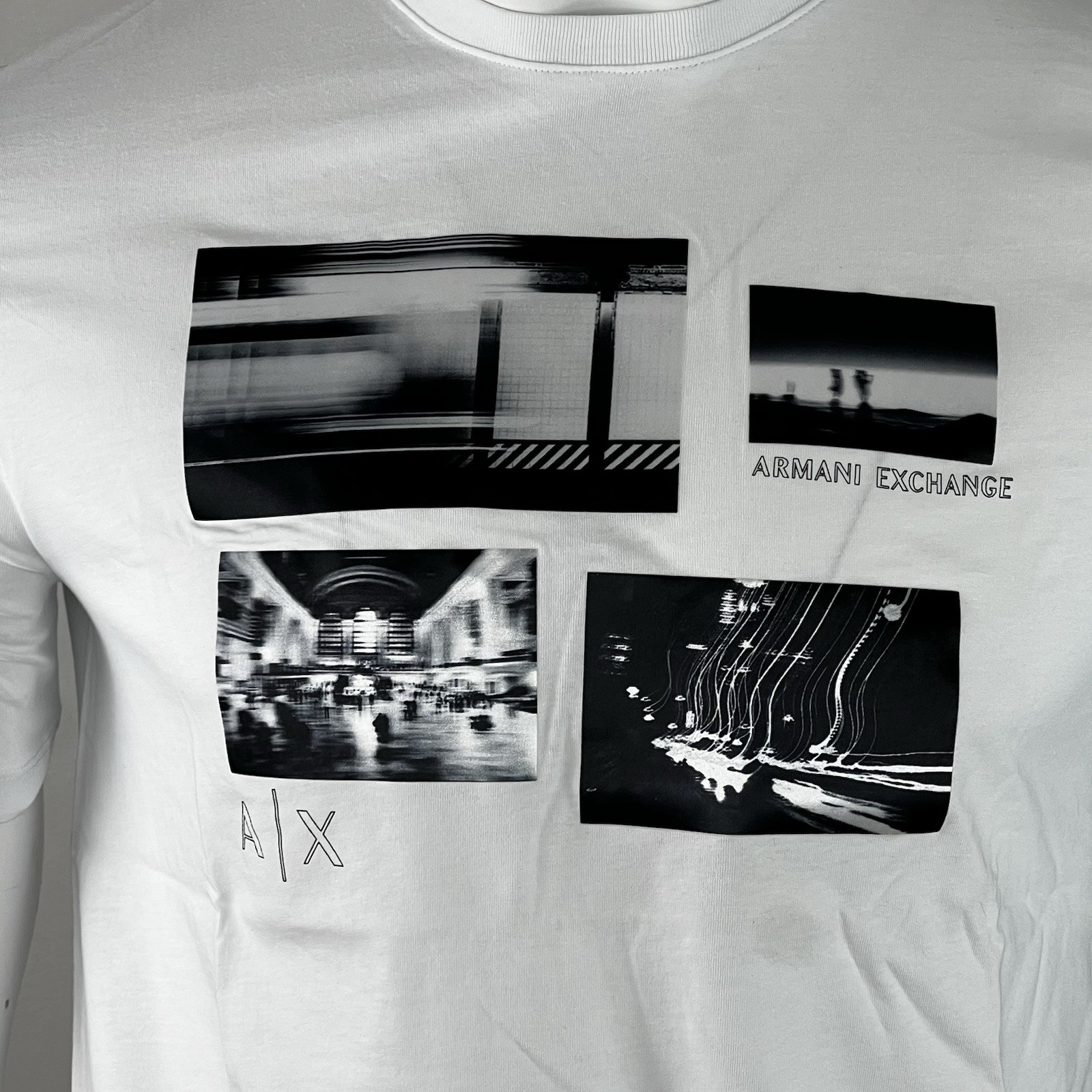 Armani Exchange Stretch Cotton City Scenes AX Logo Regular Fit T Shirt NWT