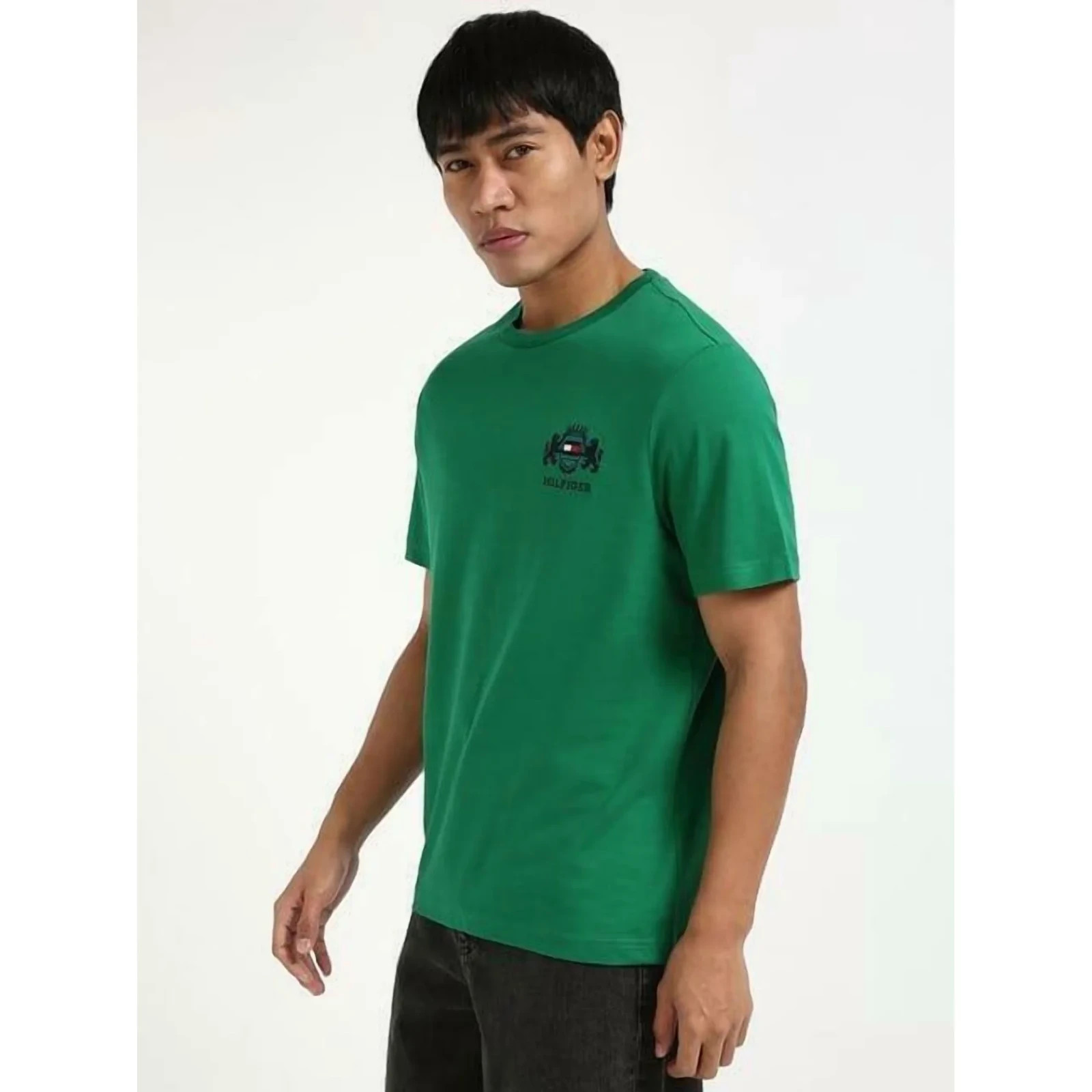 Tommy Hilfiger Men’s Big & Tall Embroidered Hilfiger Crest T-Shirt Green-3XLT