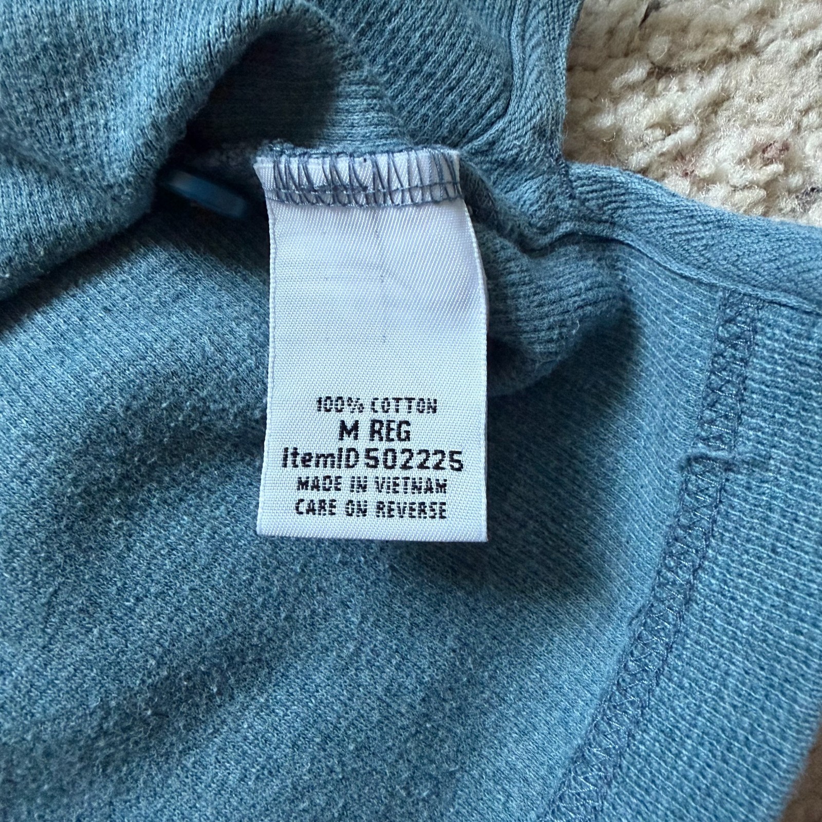 L.L. Bean 3 Button Waffle Knit Long Sleeve Henley Shirt Mens M Blue Slim 502225