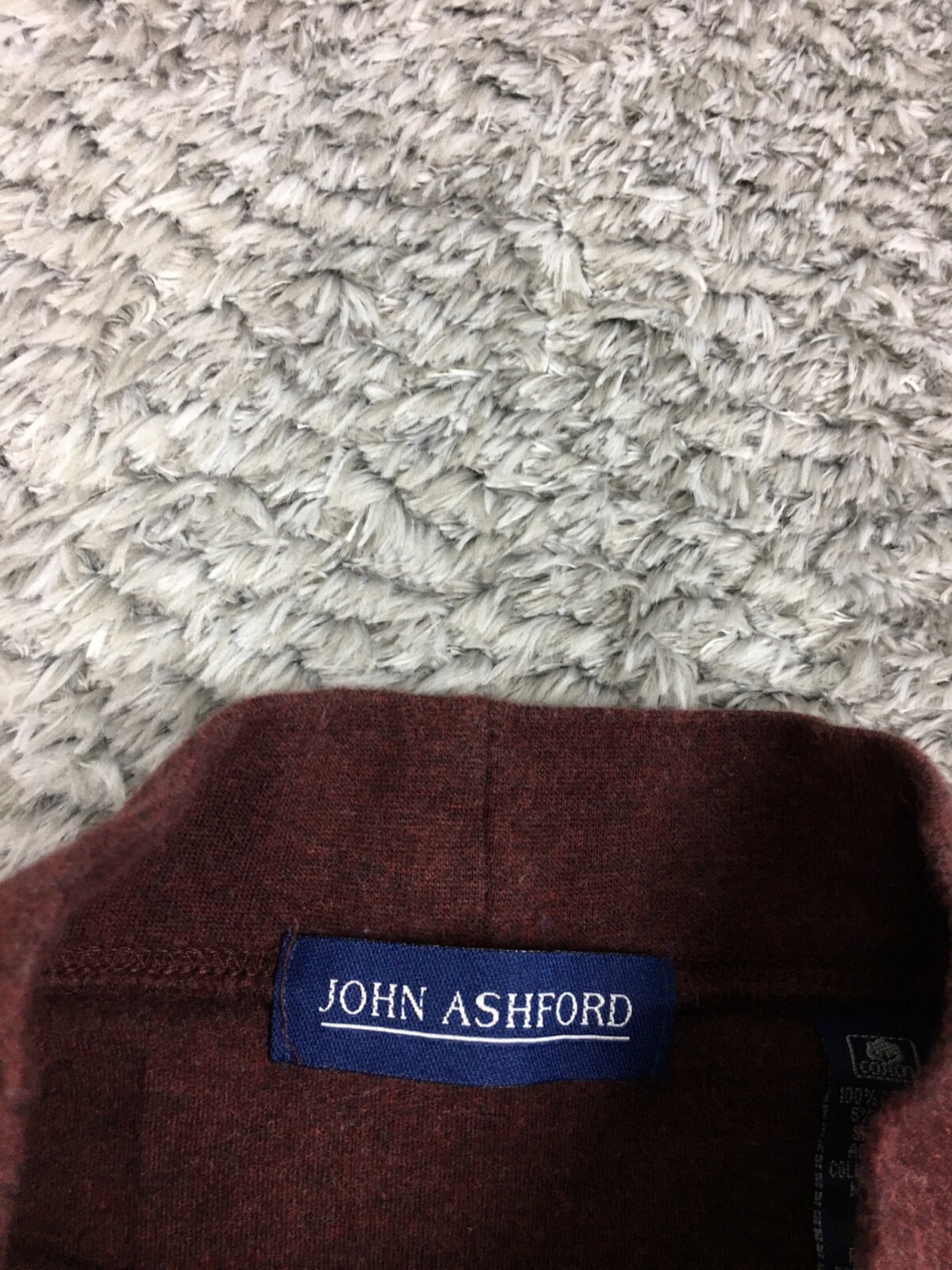 John Ashfort Mock Neck Shirt Mens Size Large Dark Red / Brown Stretch