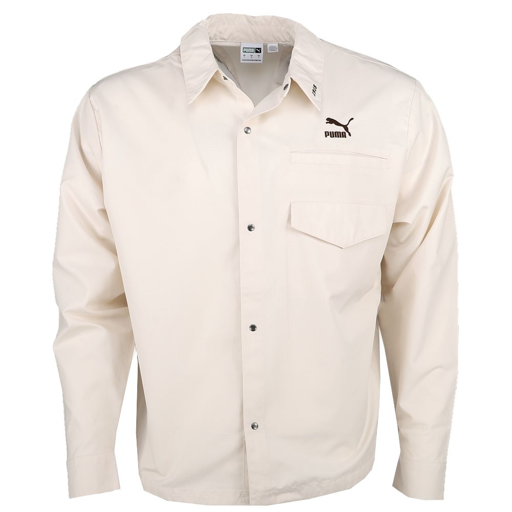 PUMA Wal Harlem Renaissance Collared Long Sleeve Button Up Shirt Mens White Casu