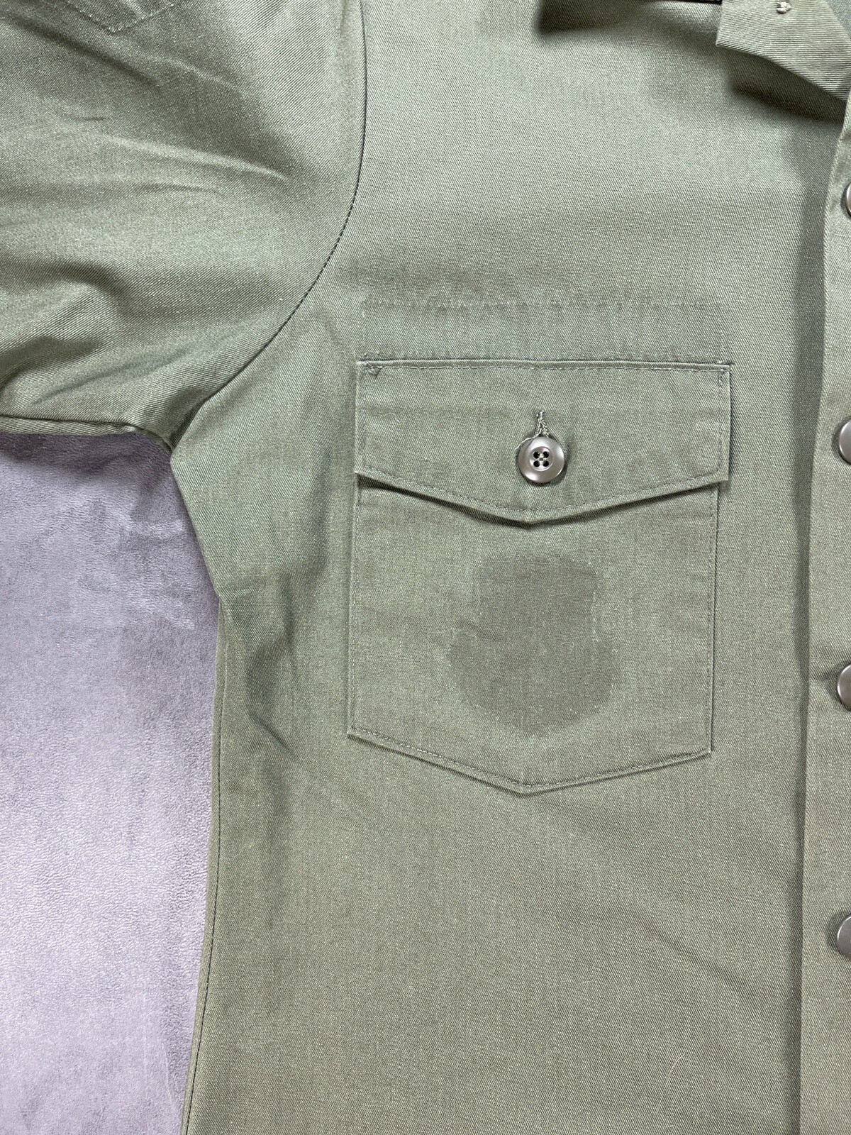 OD Green Button Up 15.5 x 31 US ARMY Vietnam Era 8405-00-015-0005 Shirt No Patch