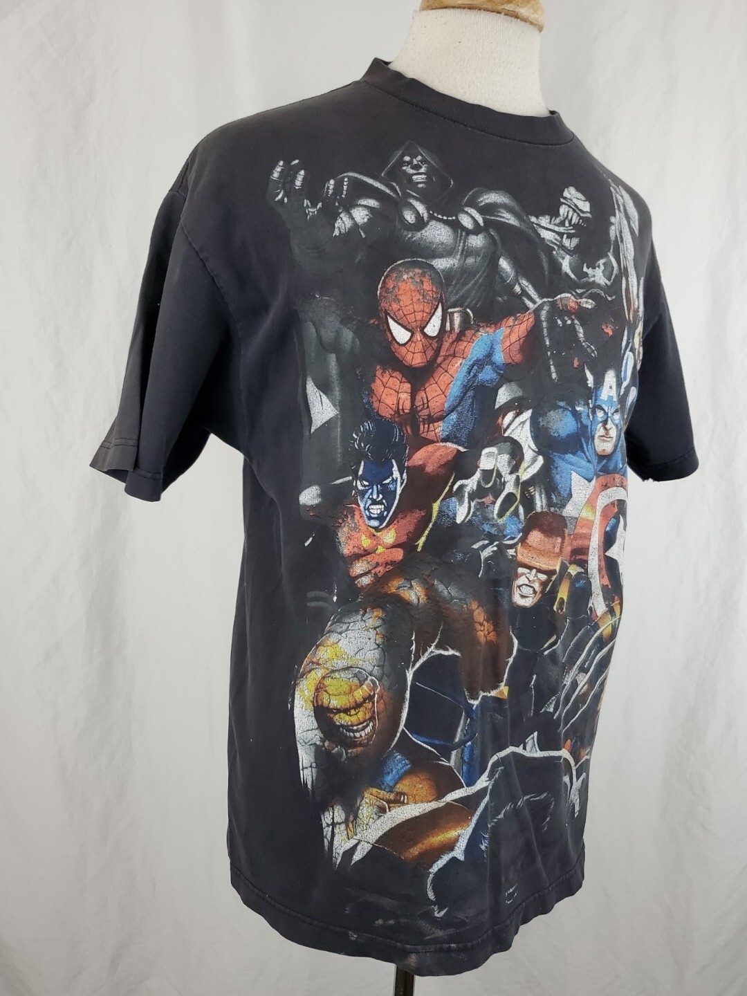 Marvel Universe T-Shirt Mens Large X-Men Spiderman Thor Venim Super Hero, Y2K