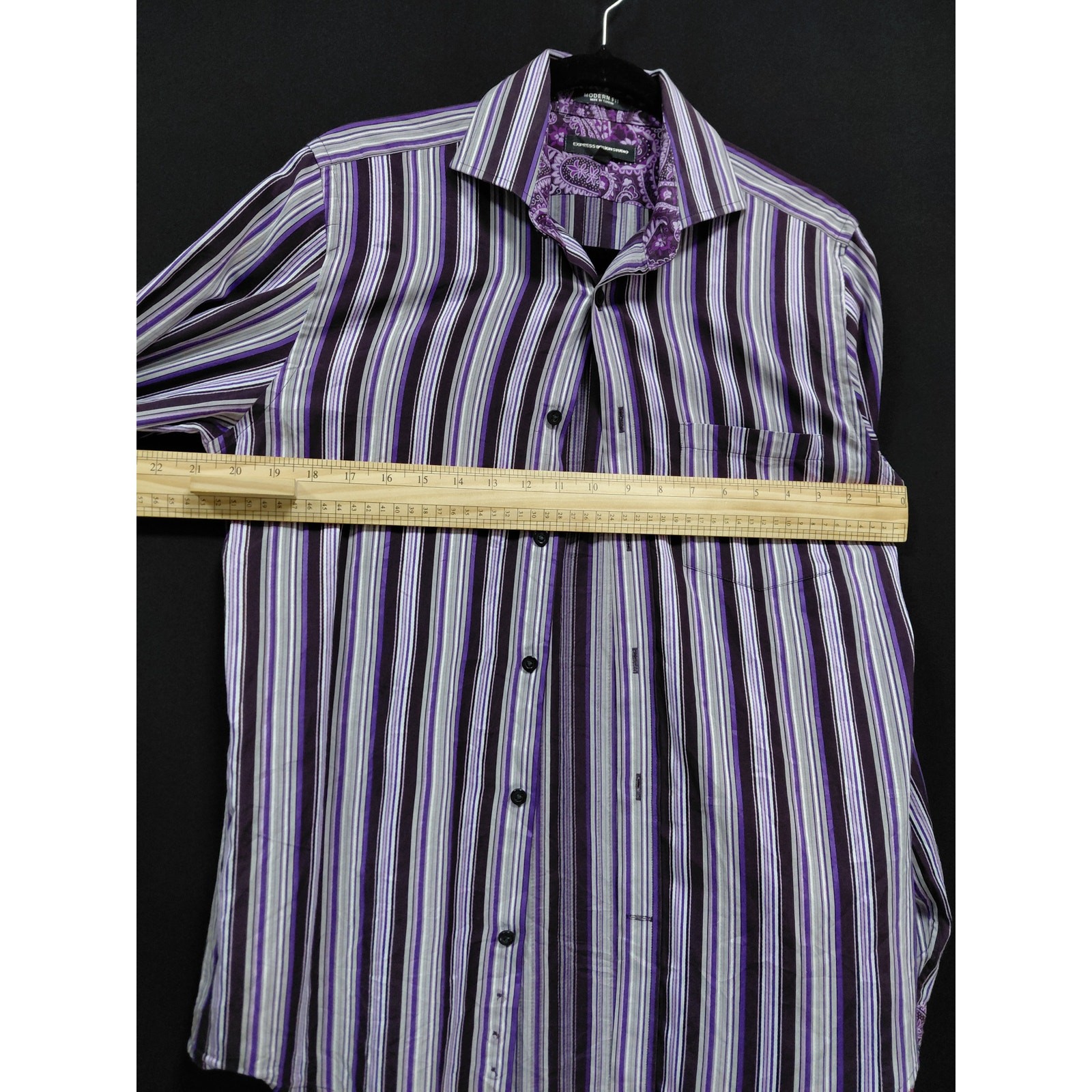 Express Design Studio Modern Fit Striped Shirt Purple Size S