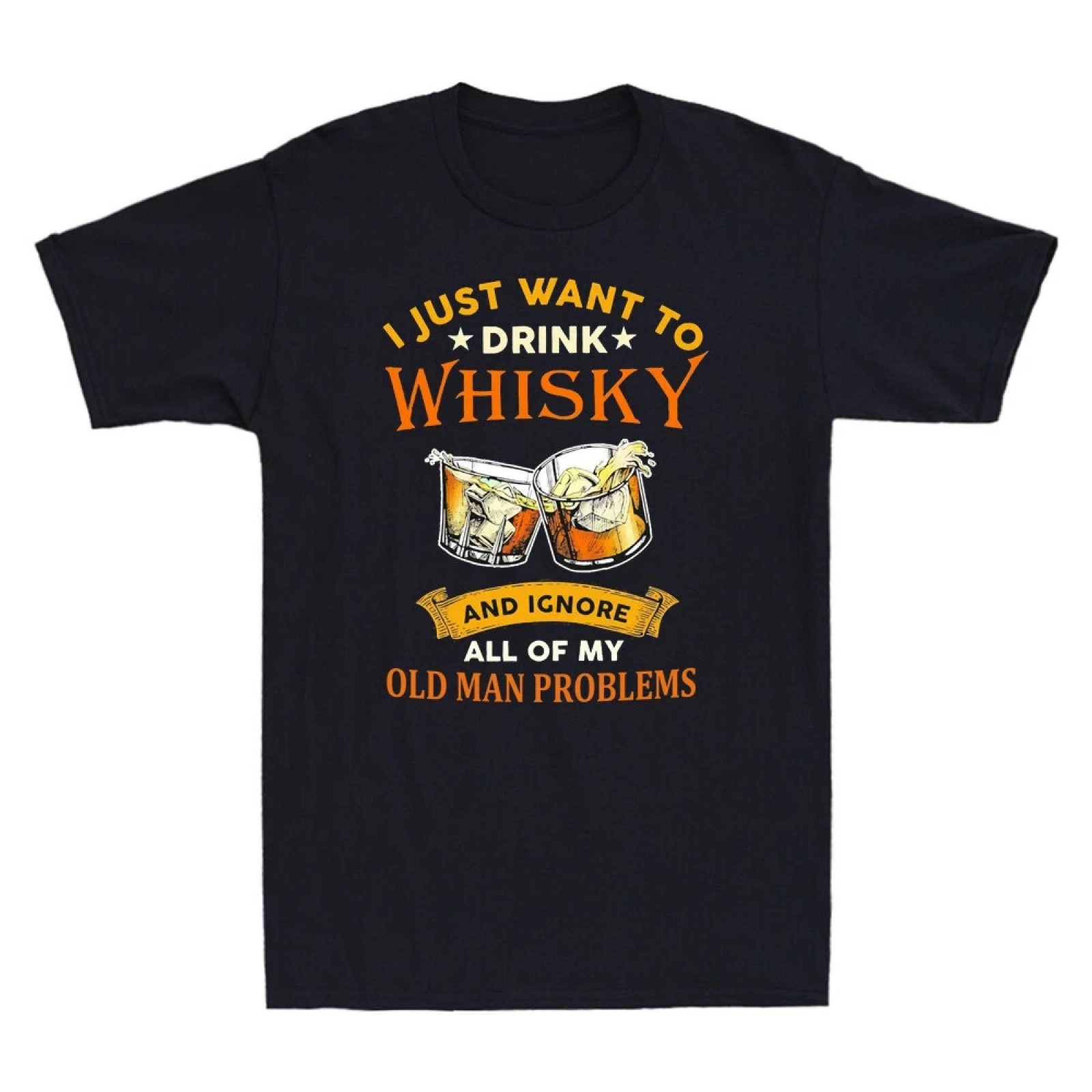 I Just Want To Drink Whisky And Ignore All Of My Old Man Problems Funny T-Shirt