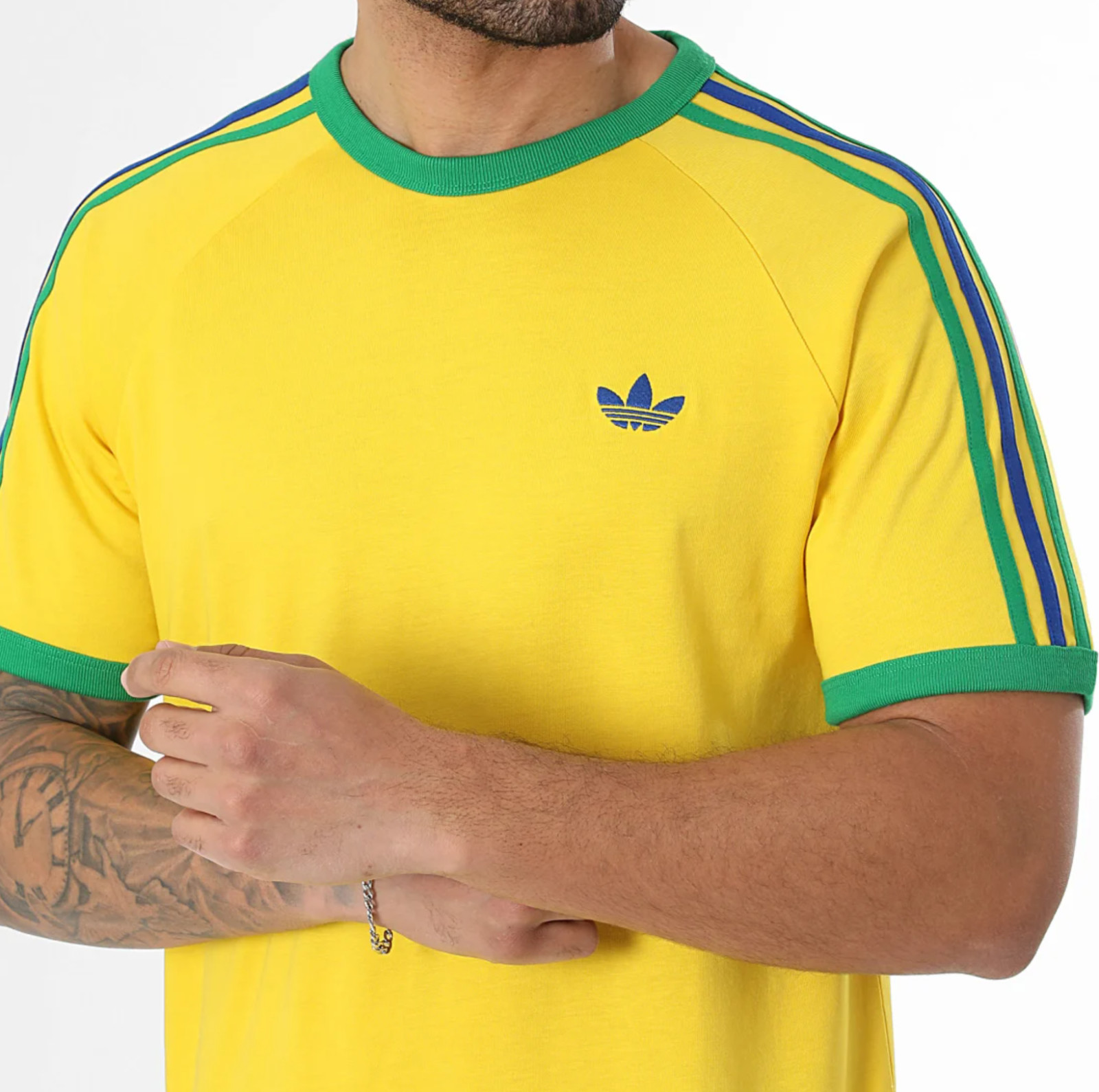 NEW MEN’S ADIDAS ORIGINALS 3-STRIPES JAMAICA TREFOIL SHIRT ~MEDIUM #KD864